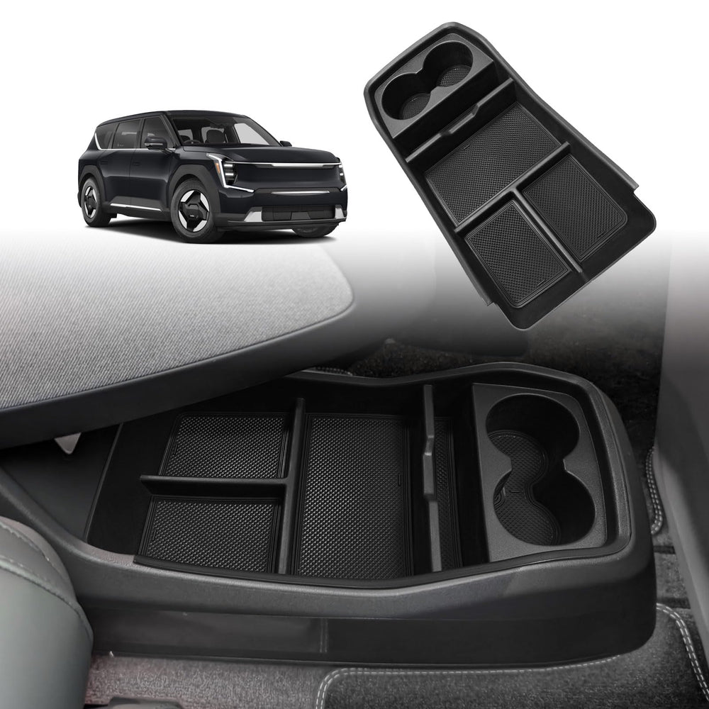 BestEvMod front view of console tray showing fit and finish for EV9