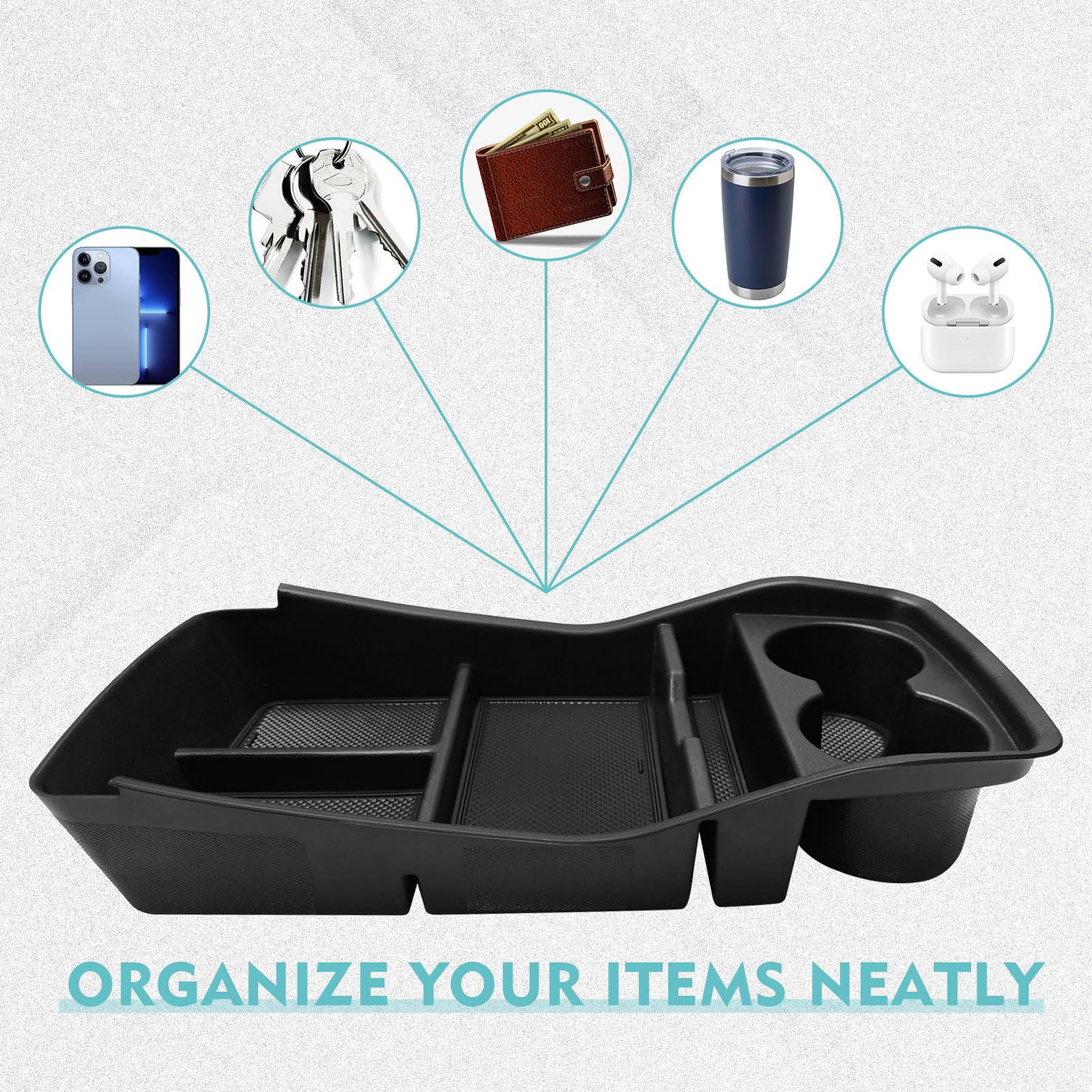 BestEvMod organizer holding sunglasses phone keys and napkins for order