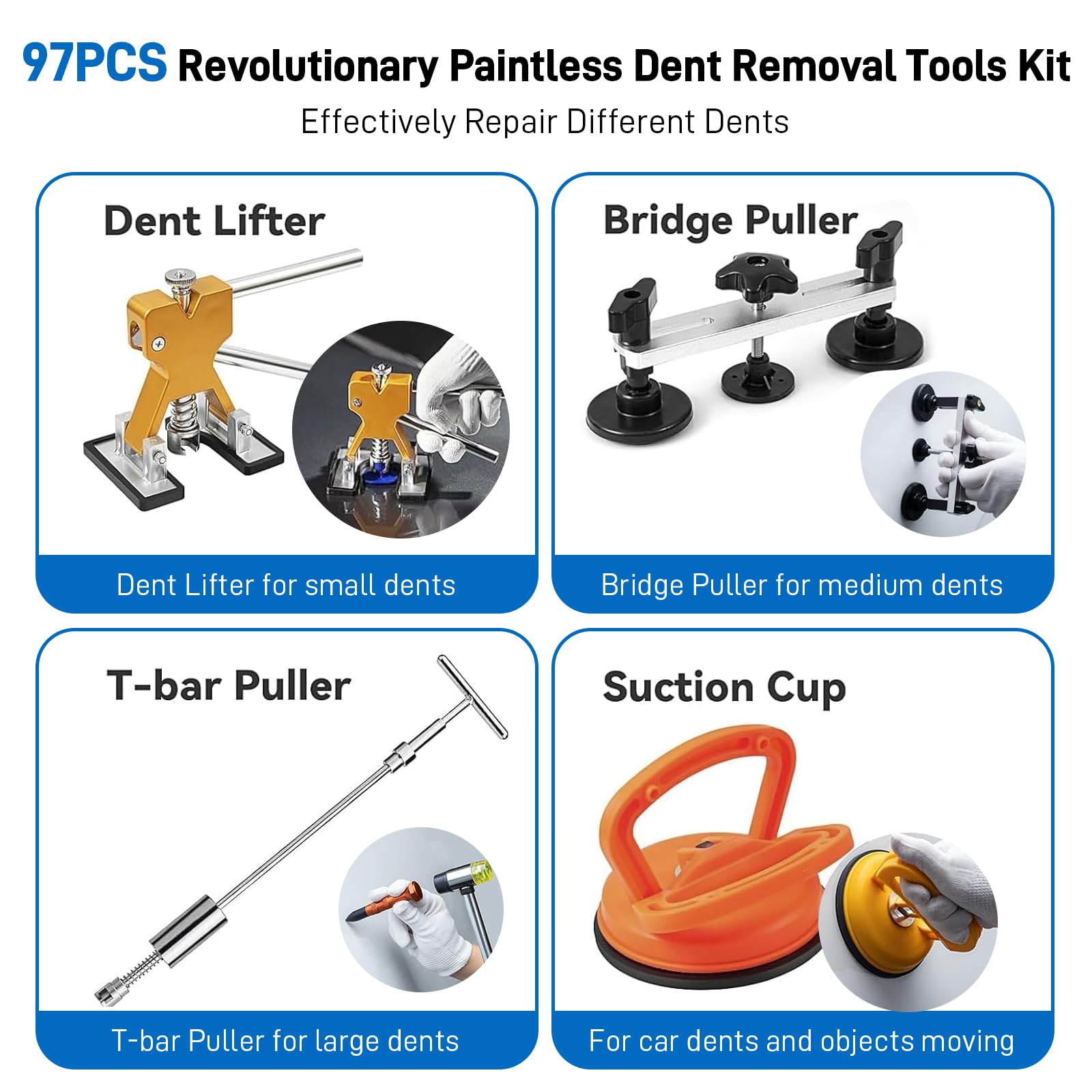 BESTGLOAL bridge puller detail for even lifting of medium dents