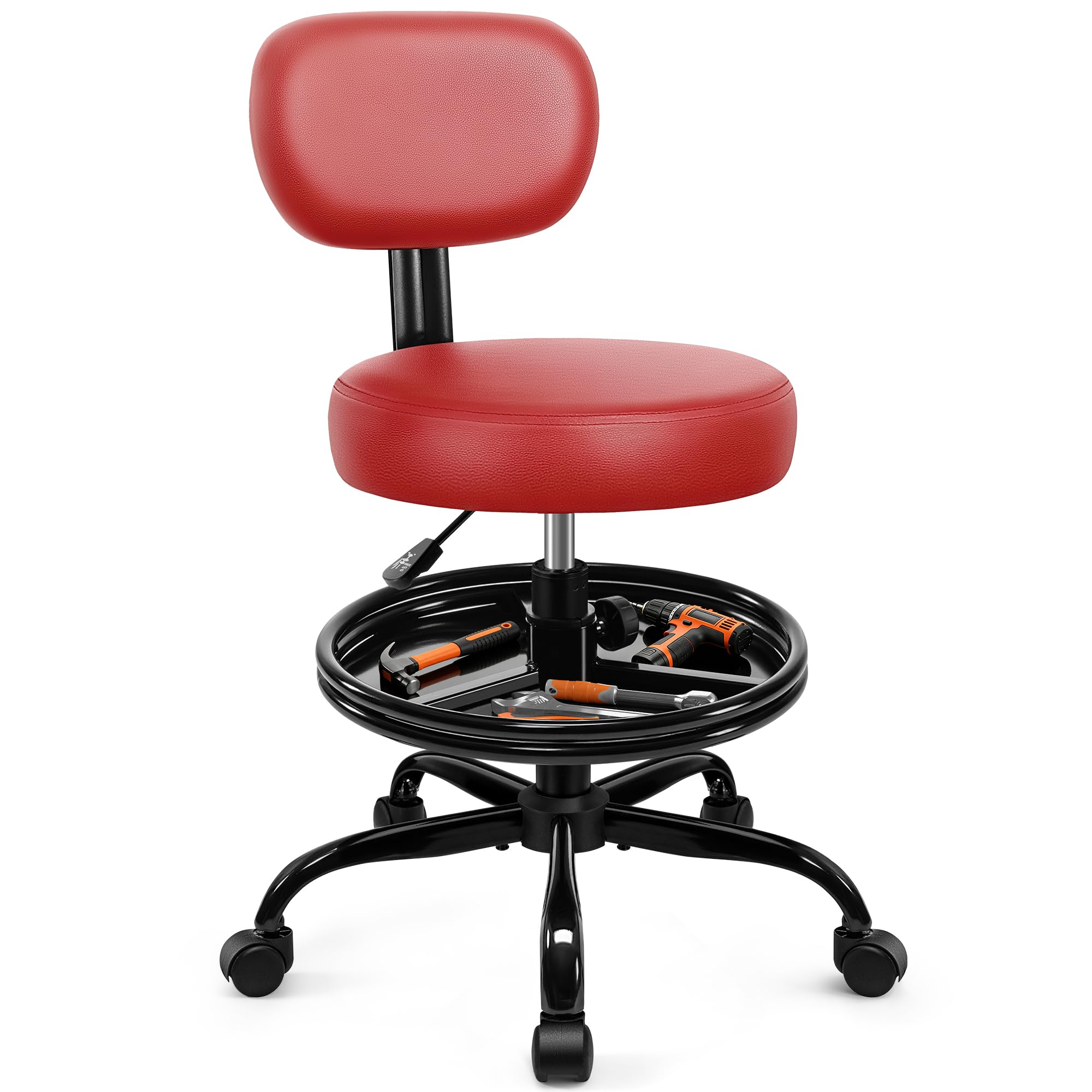 BestGlory front view red stool showing ergonomic design and easy access