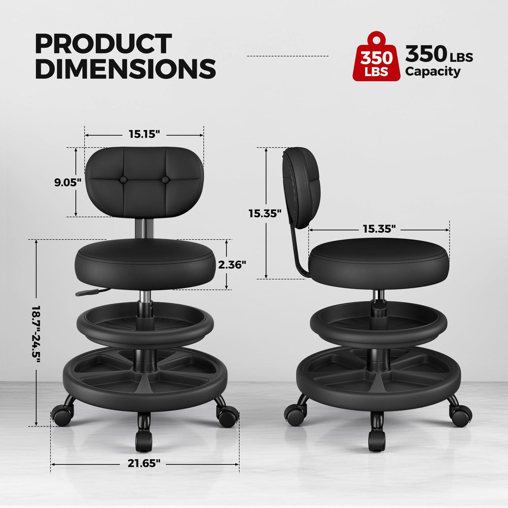 BestGlory stool next to toolbox illustrating size and scale for workspace
