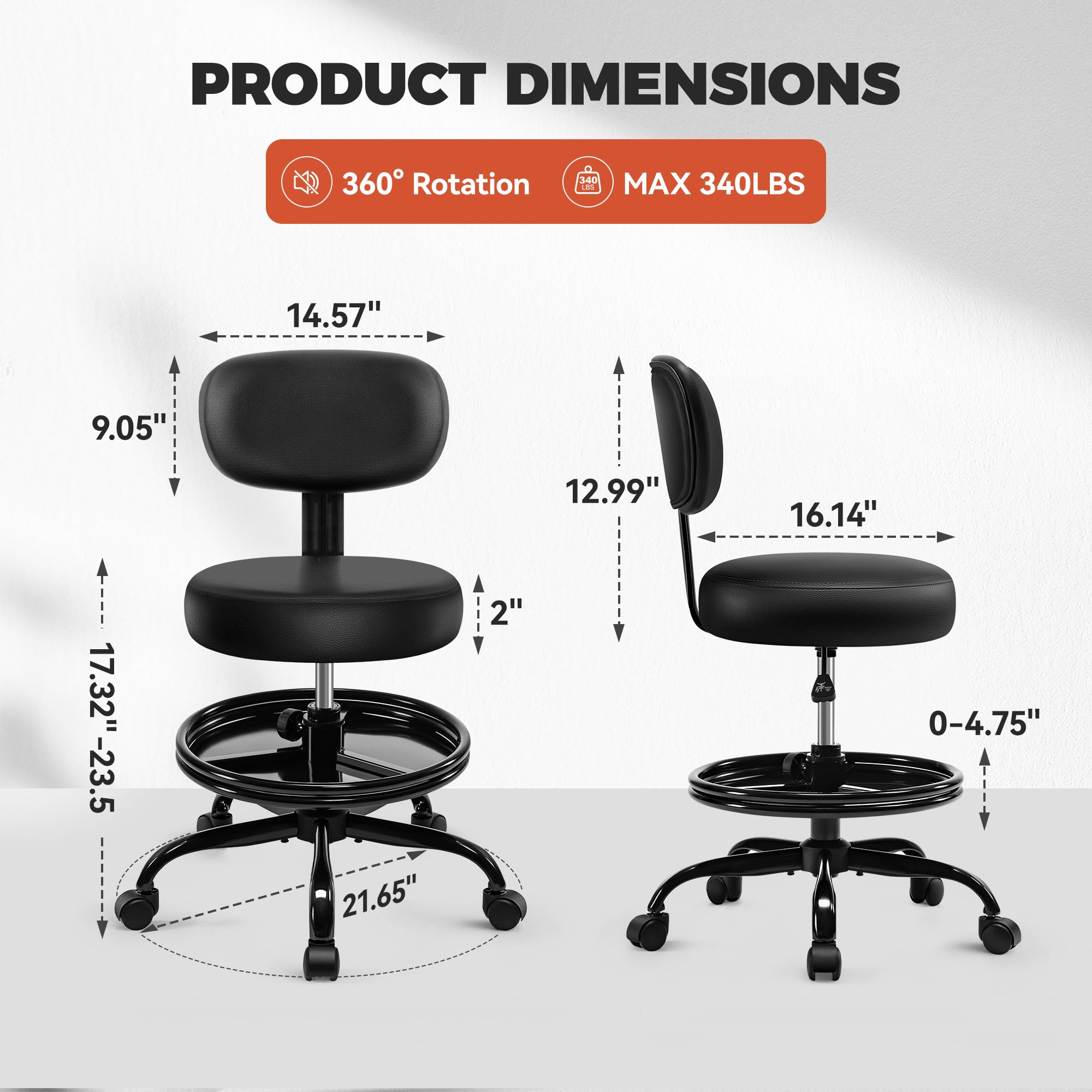 BestGlory stool next to toolbox for size and scale comparison