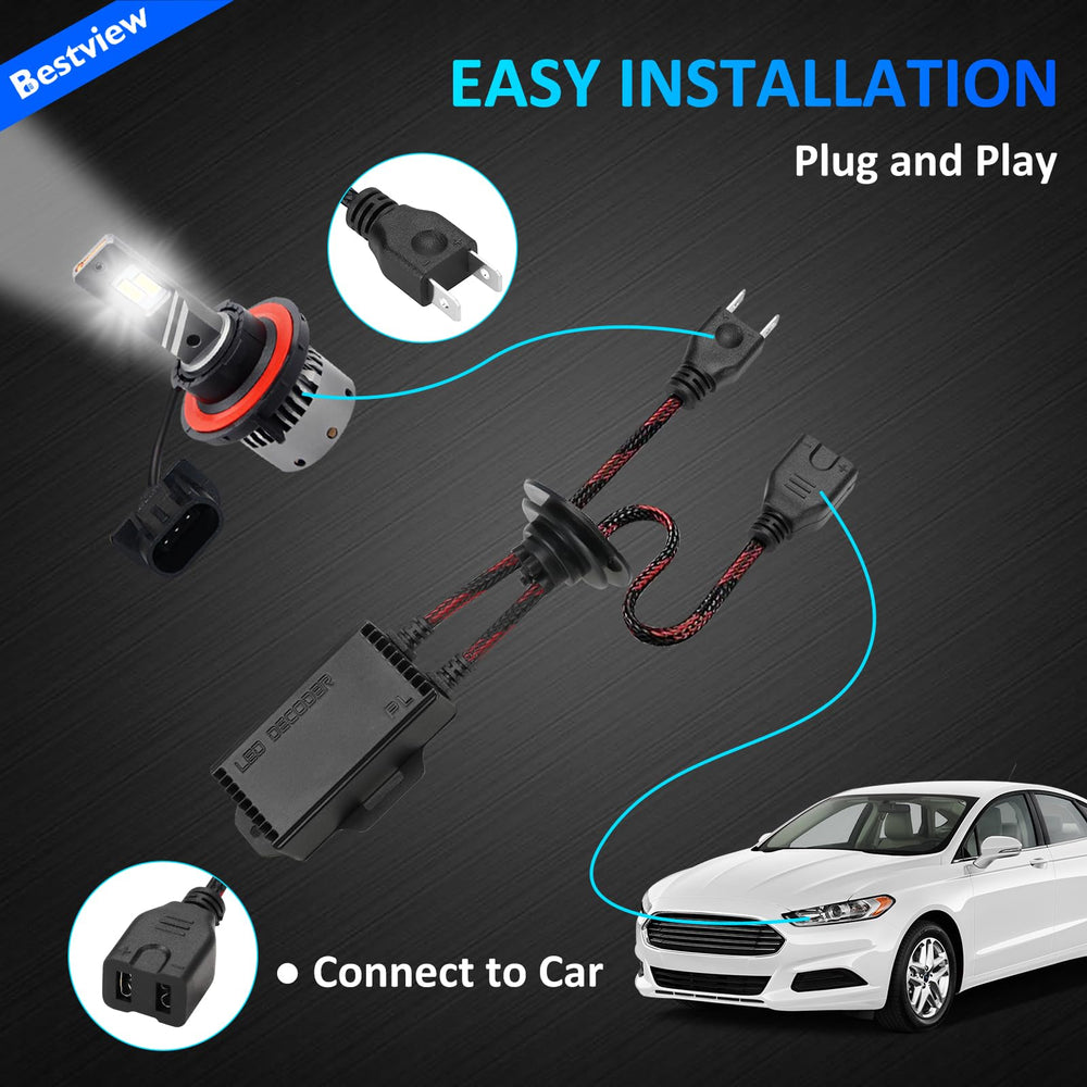 Bestview decoder connected to headlight harness demonstrating error-free fit benefit