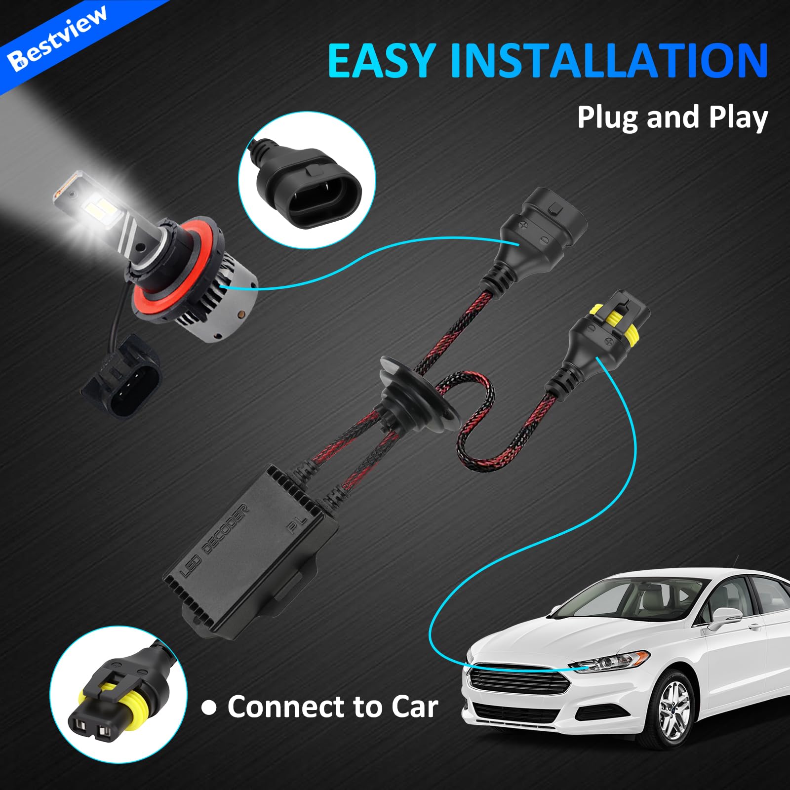 Bestview installed under hood at lamp connection demonstrating plug-and-play convenience