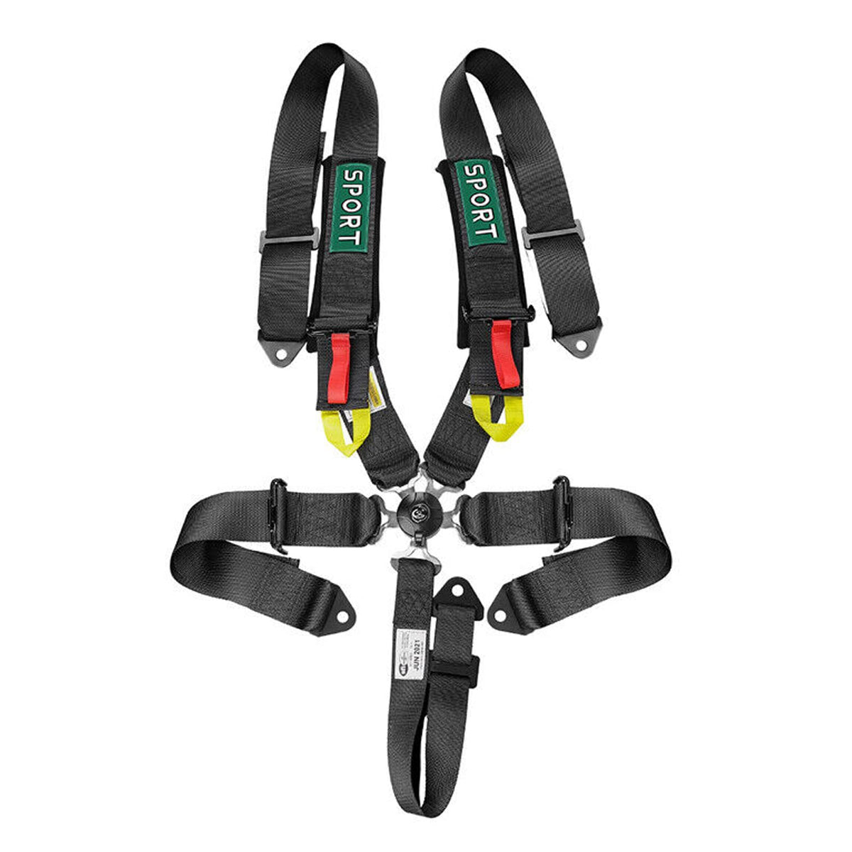 BESTZHEYU front view harness set showing full five-point layout and improved safety