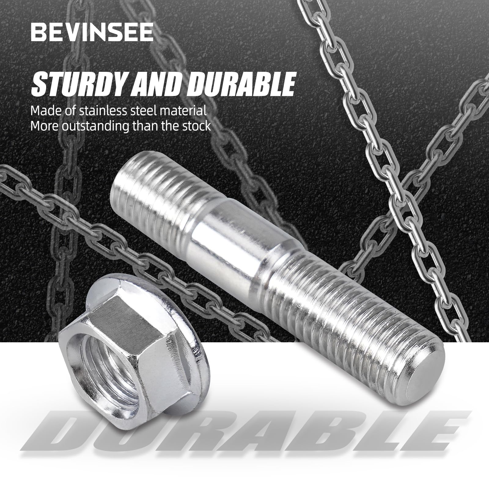 Bevinsee side profile of flanged nut and stud showing secure flange seating benefit
