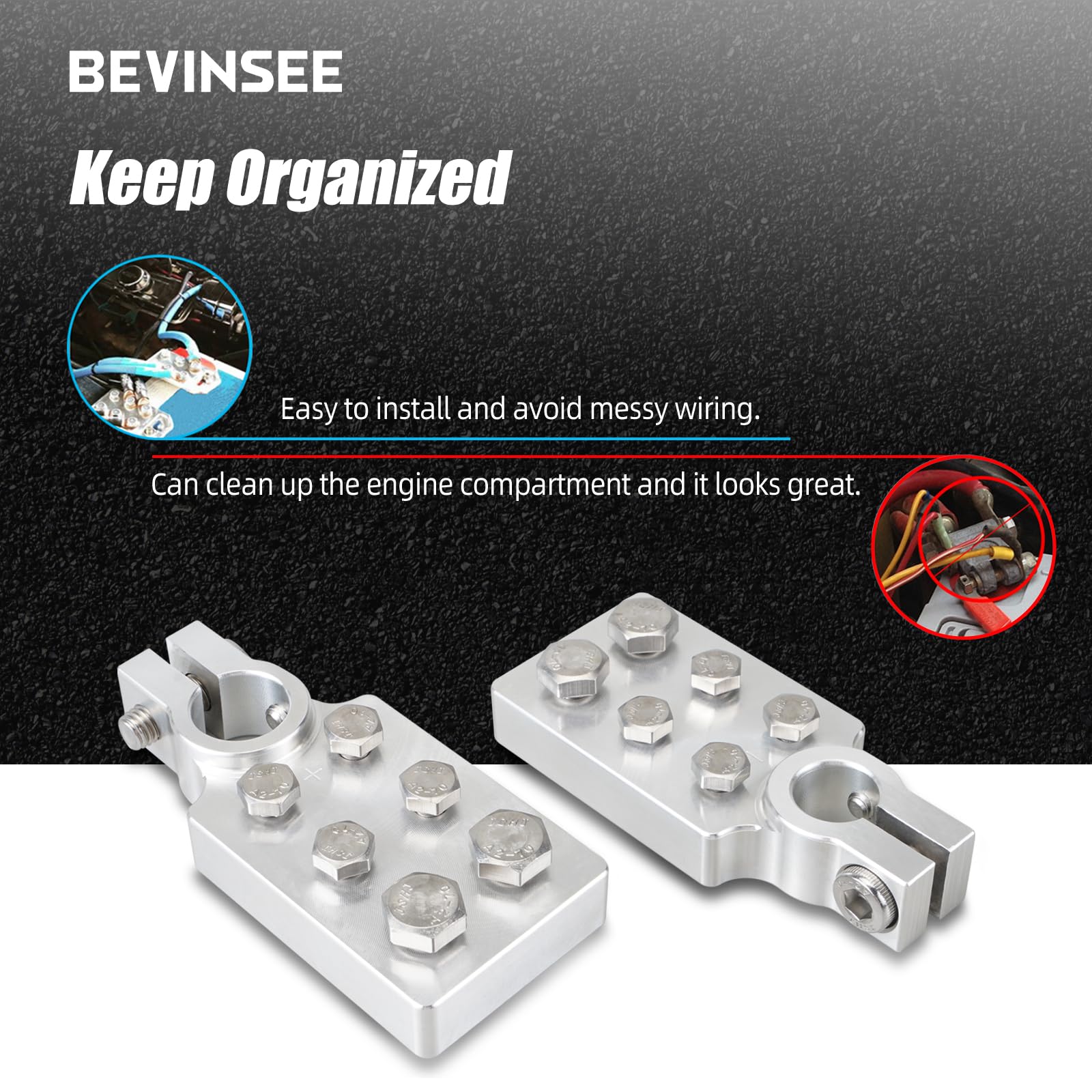 Bevinsee top-post view showing six screw-down ports for multiple accessory feeds