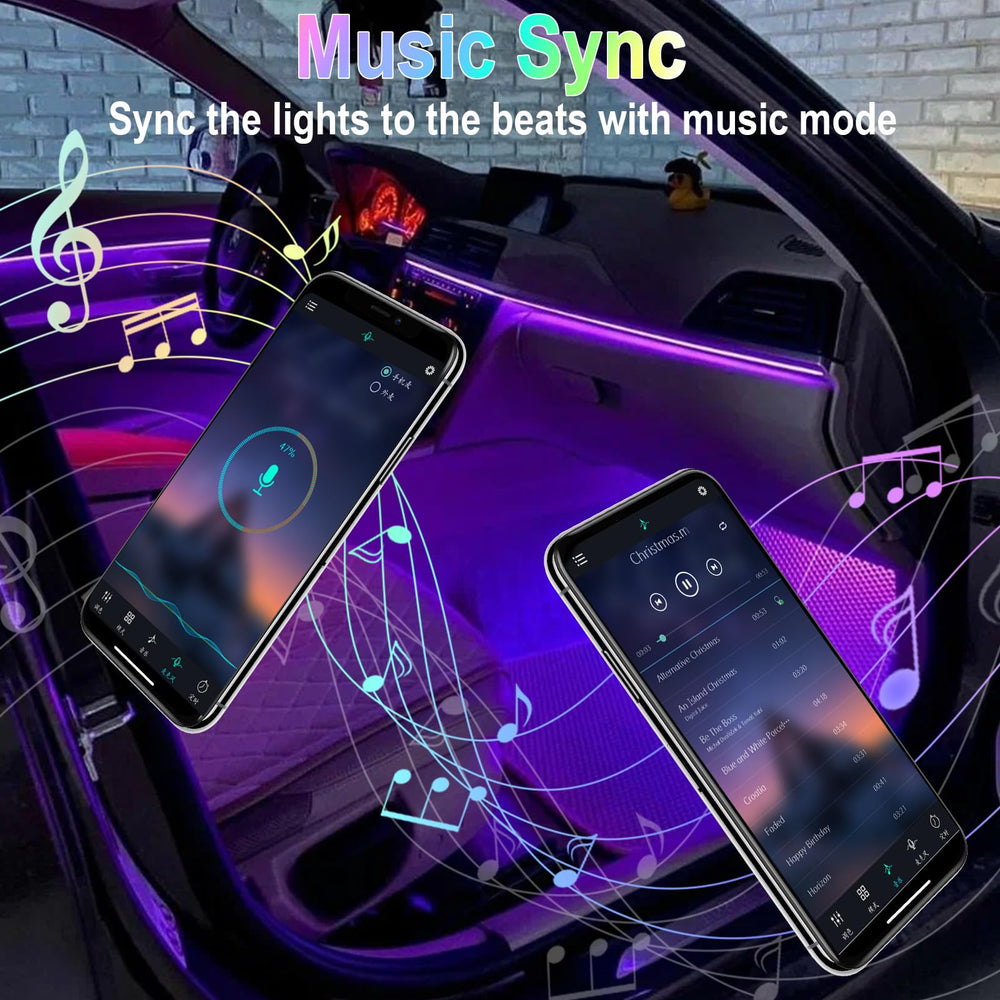 BFXM installed in car footwell creating vibrant ambient mood lighting