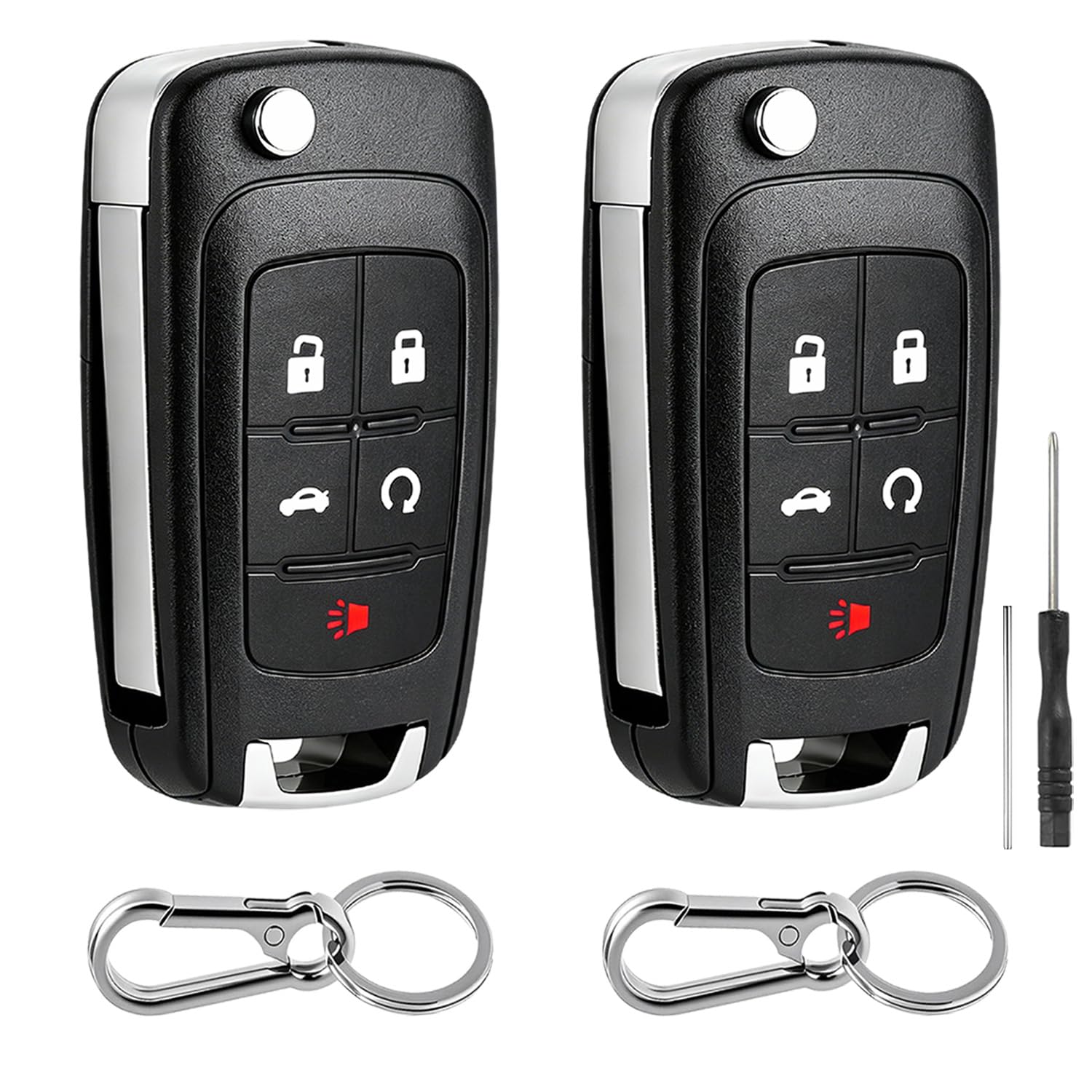 BHUMKEY front view of two 5-button replacement fobs showing design and benefits