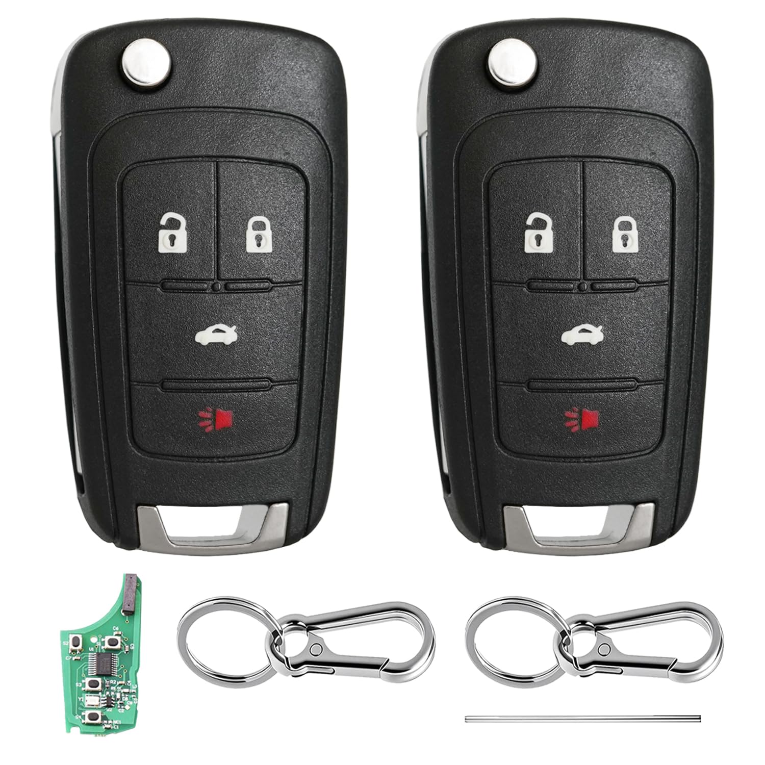 BHUMKEY front view of 4-button fob showing buttons and flip key benefit quick access