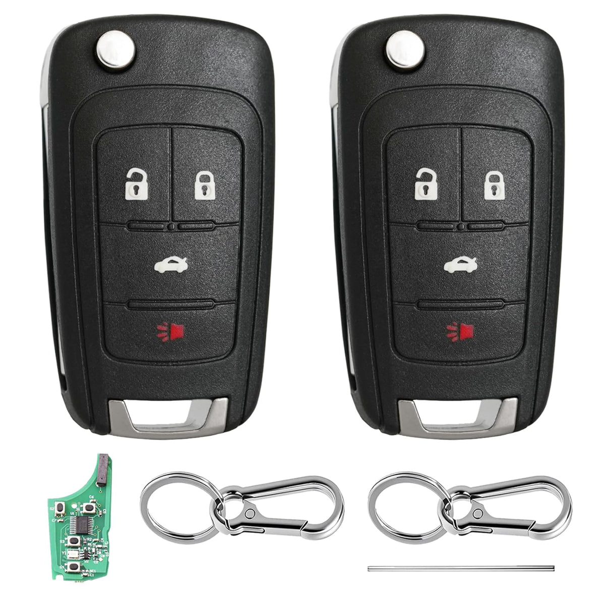 BHUMKEY front view of 4-button fob showing buttons and flip key benefit quick access