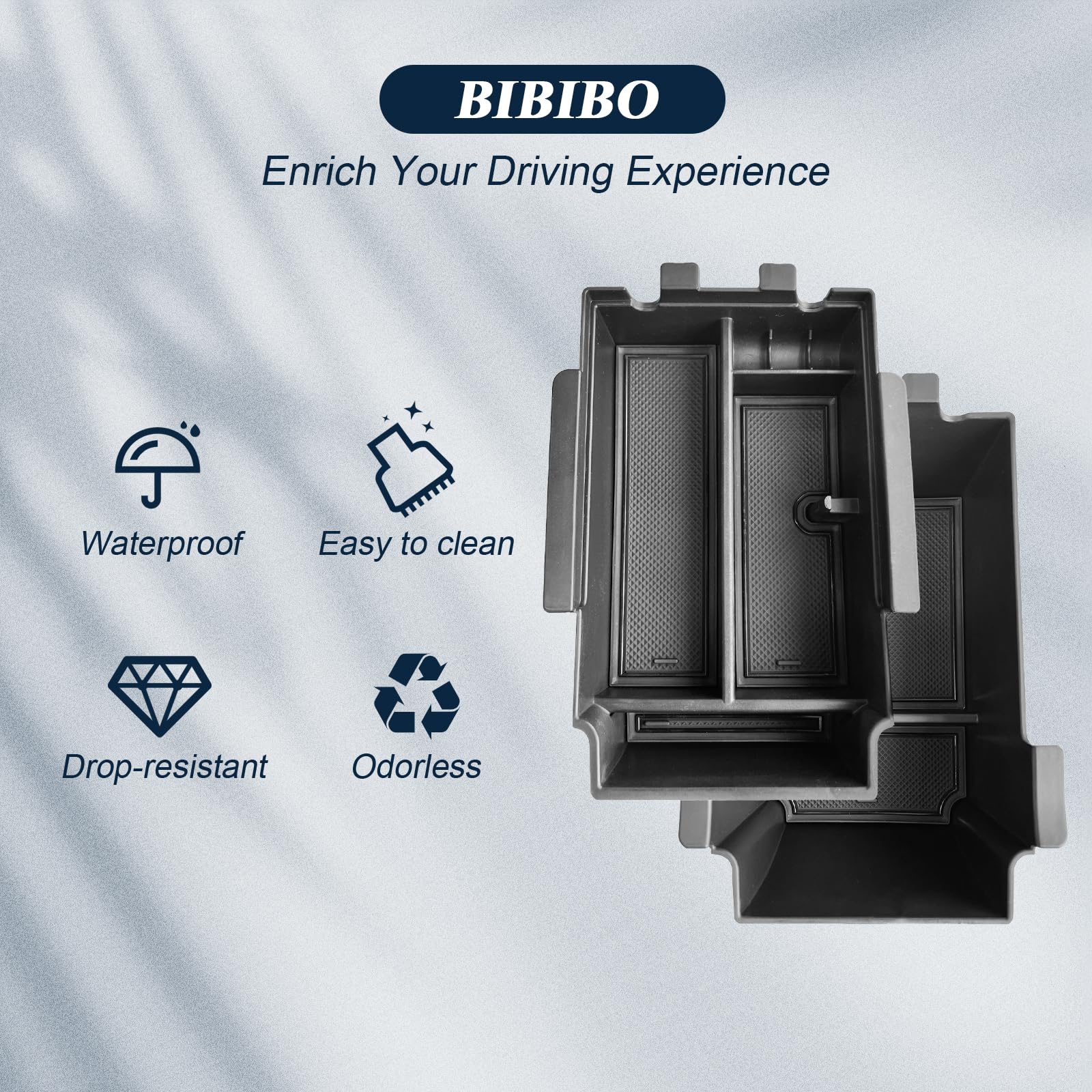 BIBIBO lifestyle image of driver reaching into console showing quick-access benefit