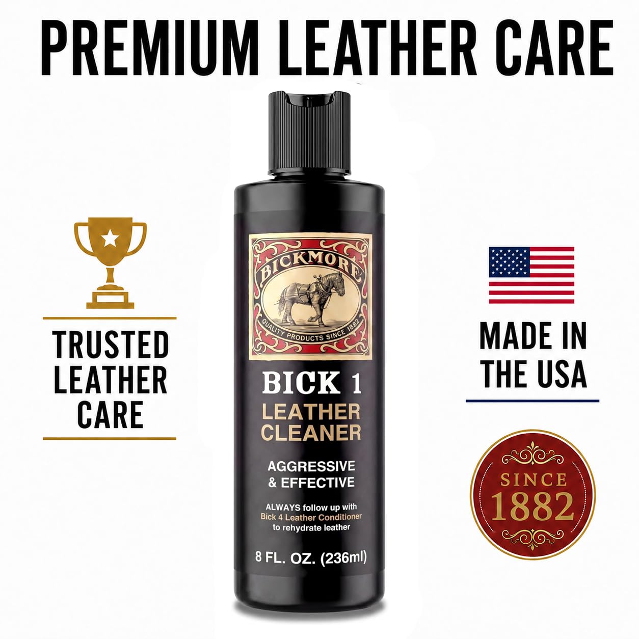 Bickmore cleaning a saddle to restore visible leather cleanliness
