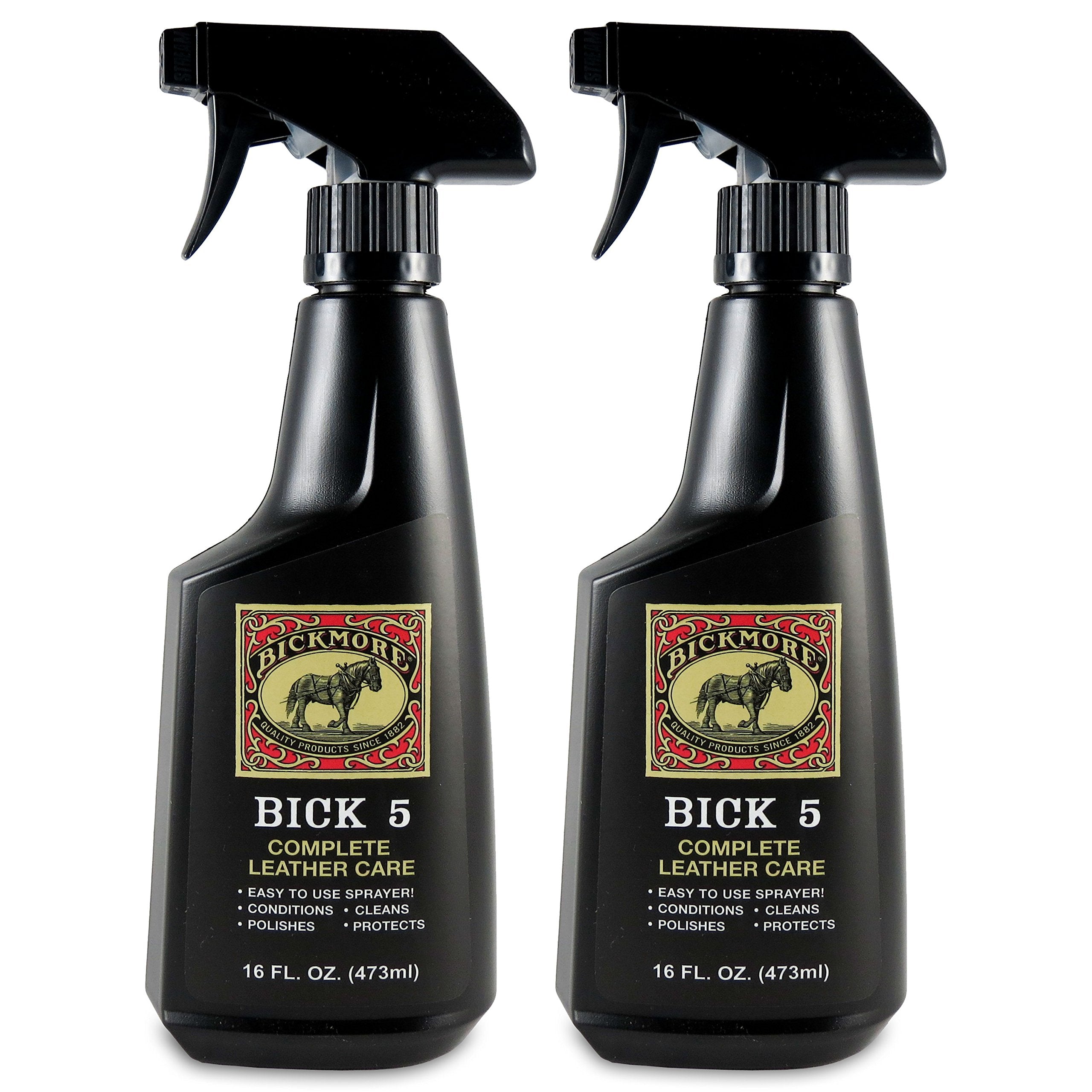 Bickmore Bick 5 front spray bottle shows convenient application for leather