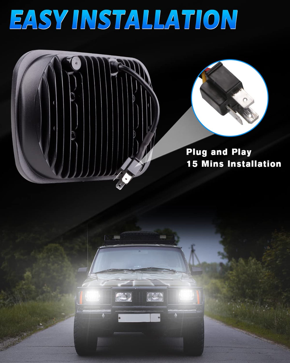BICYACO headlight held in hand for size scale showing compact 5x7 fit and easy replacement