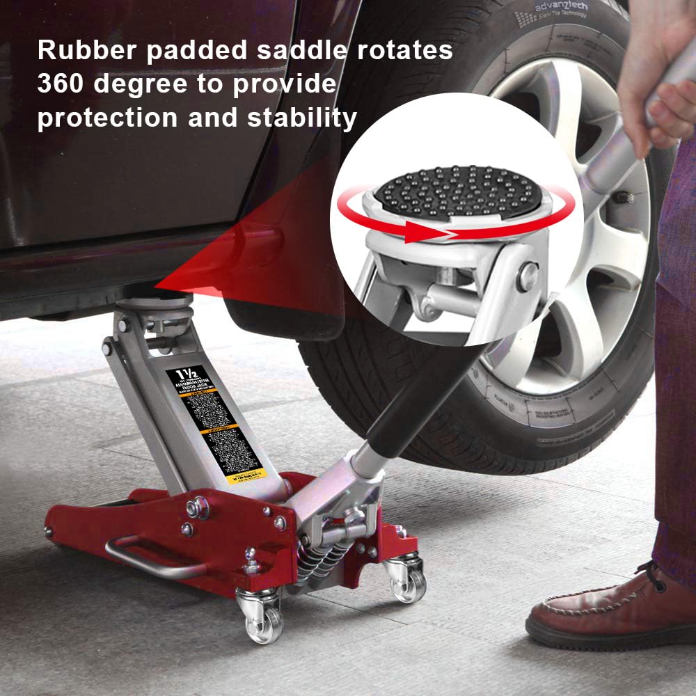 BIG RED jack fully raised to 14 inches showing maximum access benefit