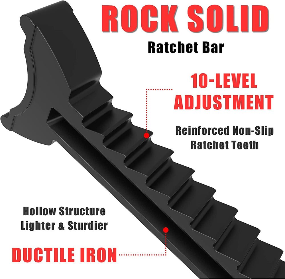 BIG RED sawtooth ratchet bar showing quick secure height locking