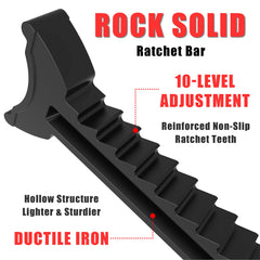 BIG RED forged sawtooth ratchet bar close-up highlighting quick height adjustment