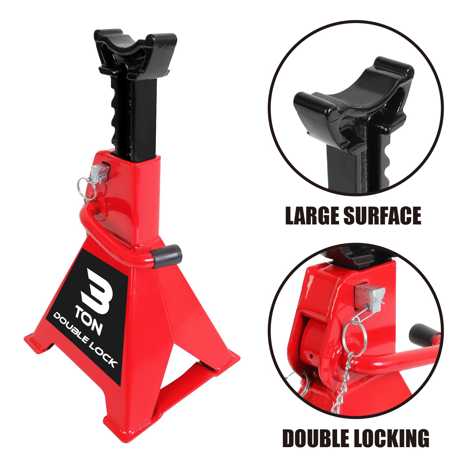 BIG RED image of pyramid foot base demonstrating broad stability benefit