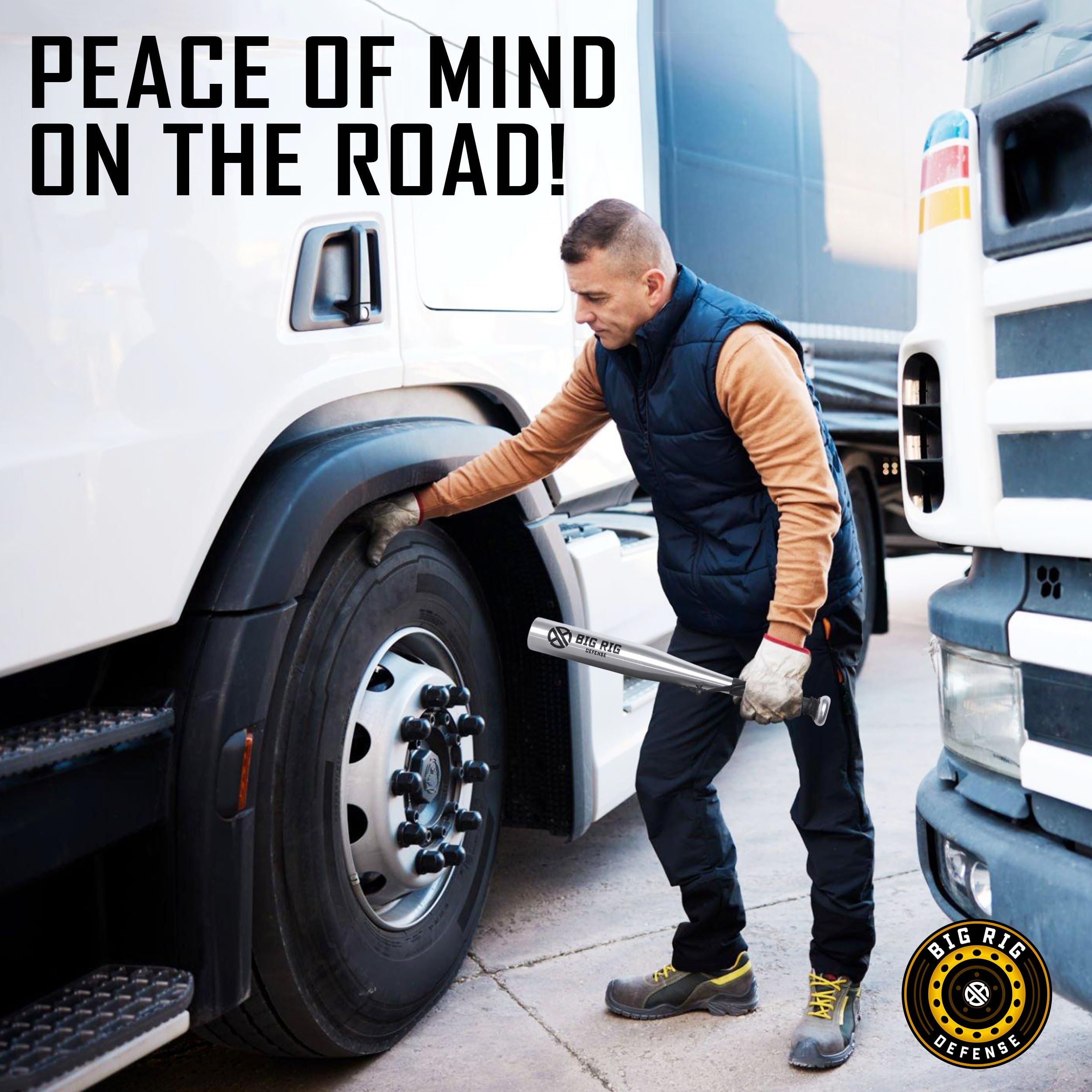 Big Rig Defense stowed in cab door pocket offering convenient storage