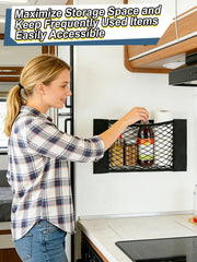 Bigmeta mounted on cabinet interior holding bottles for tidy storage