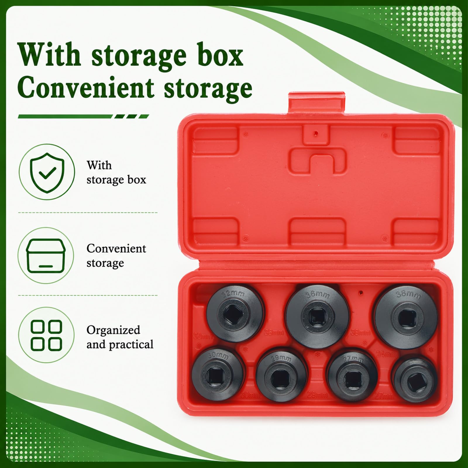 BILEKSU sockets beside 3/8" drive ratchet to show scale and tool compatibility advantage
