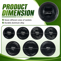 BILEKSU socket size markings close-up showing clear mm labels for fast identification