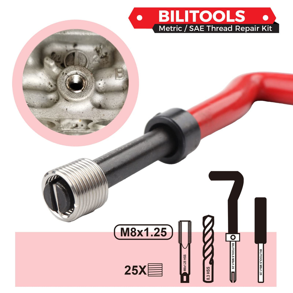 BILITOOLS 304 stainless inserts detail showing corrosion-resistant thread strength