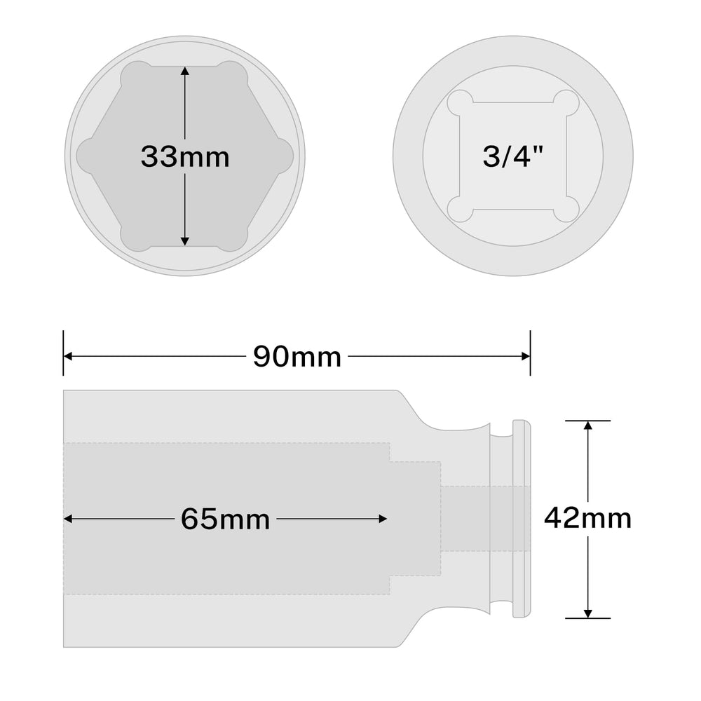 BILITOOLS 33mm depth comparison next to ruler to show reach and scale
