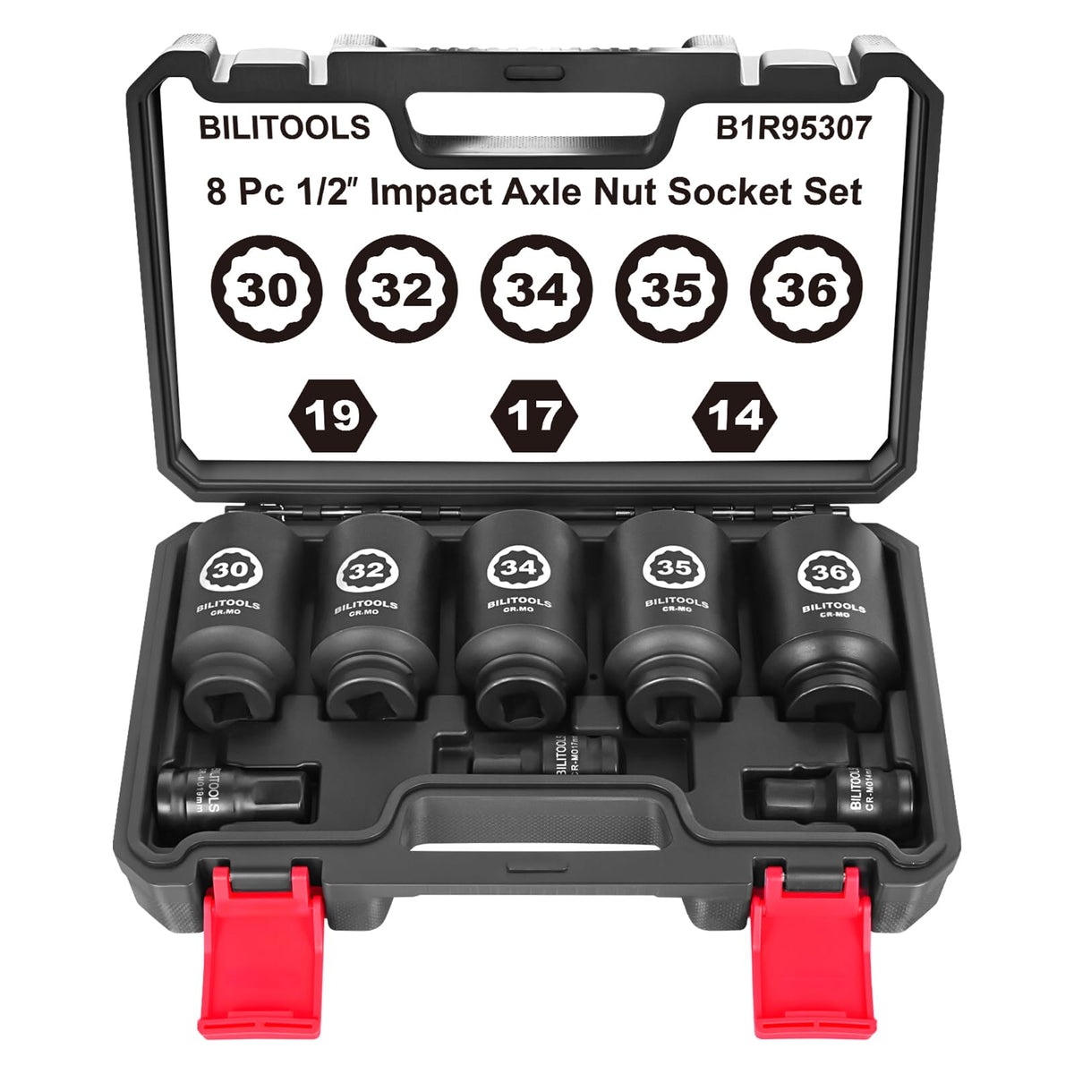 BILITOOLS case with all axle sockets visible, organized for fast selection