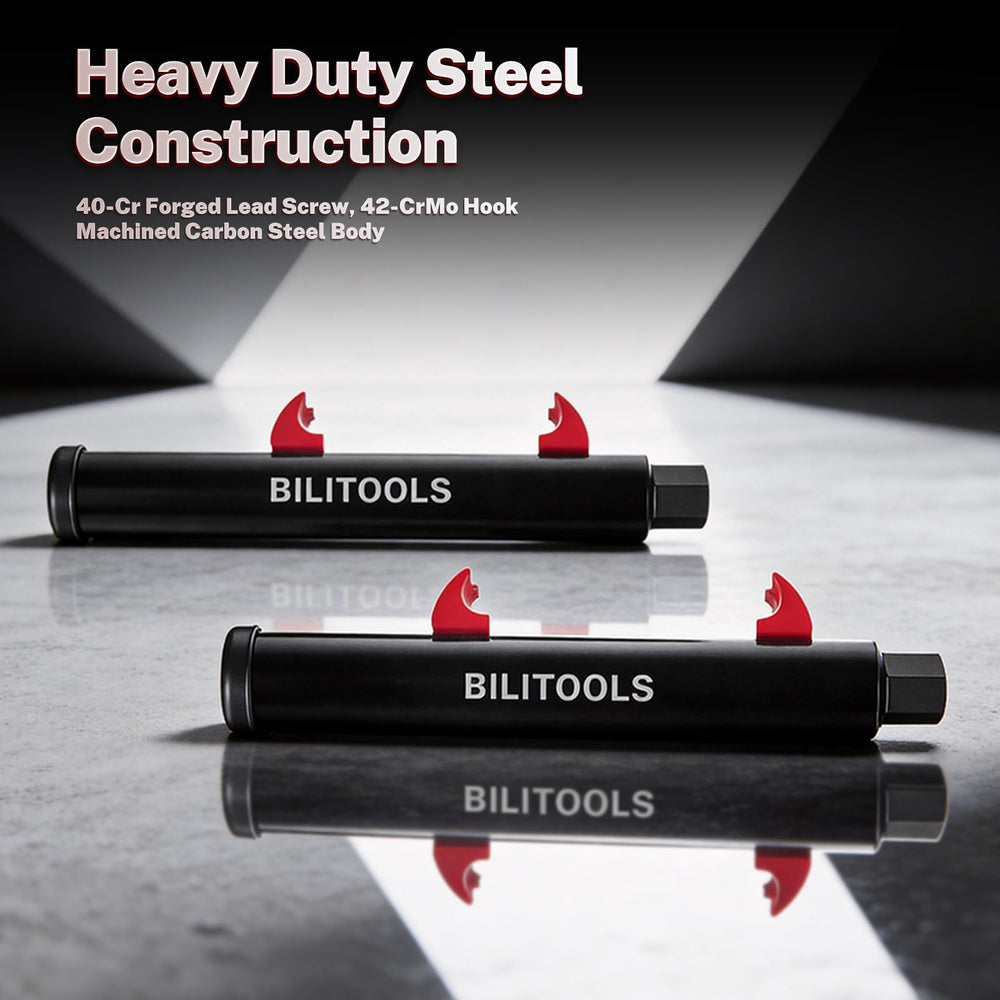 BILITOOLS compressor attached to motorcycle rear shock demonstrating safe removal