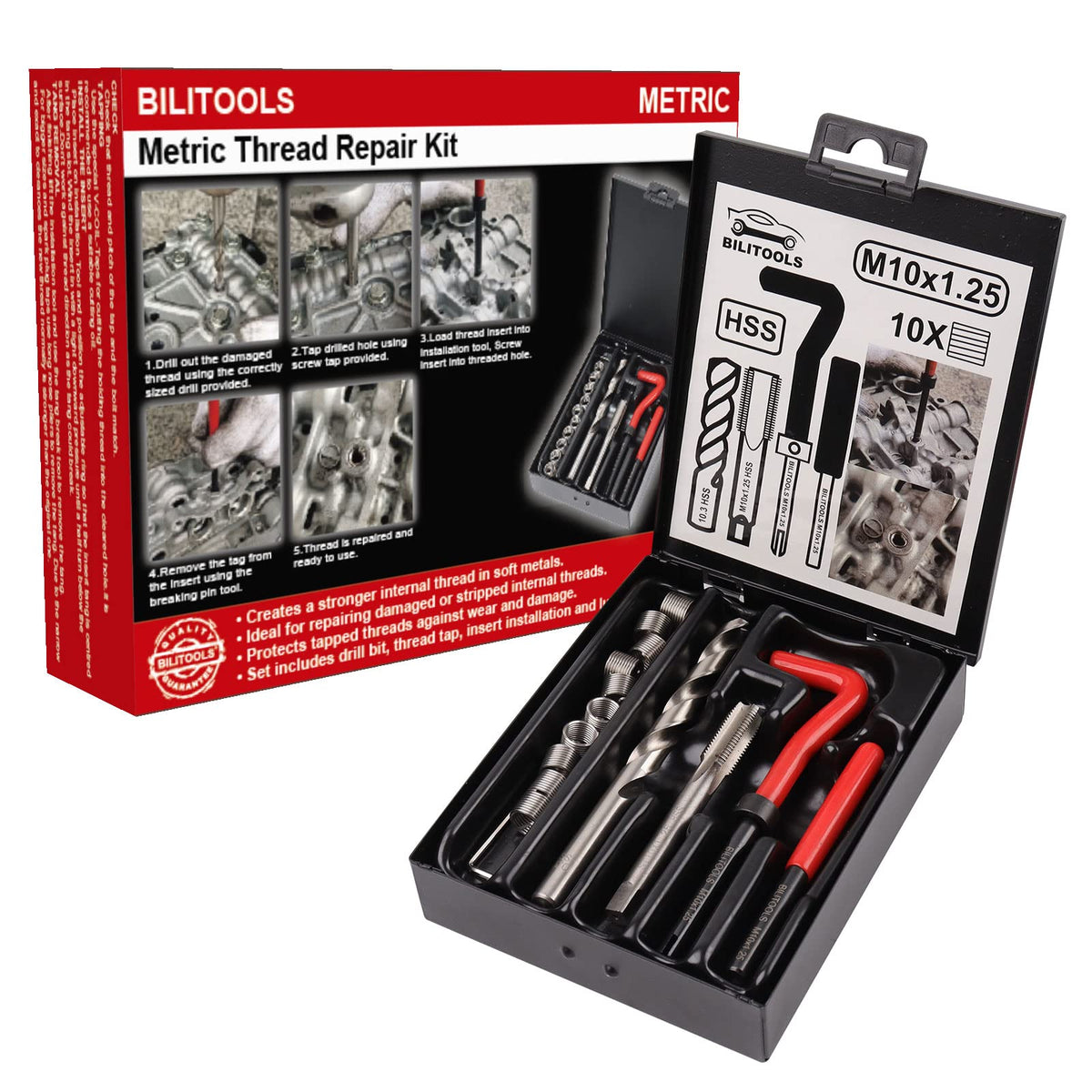 BILITOOLS front case open showing organized kit for fast, neat repairs