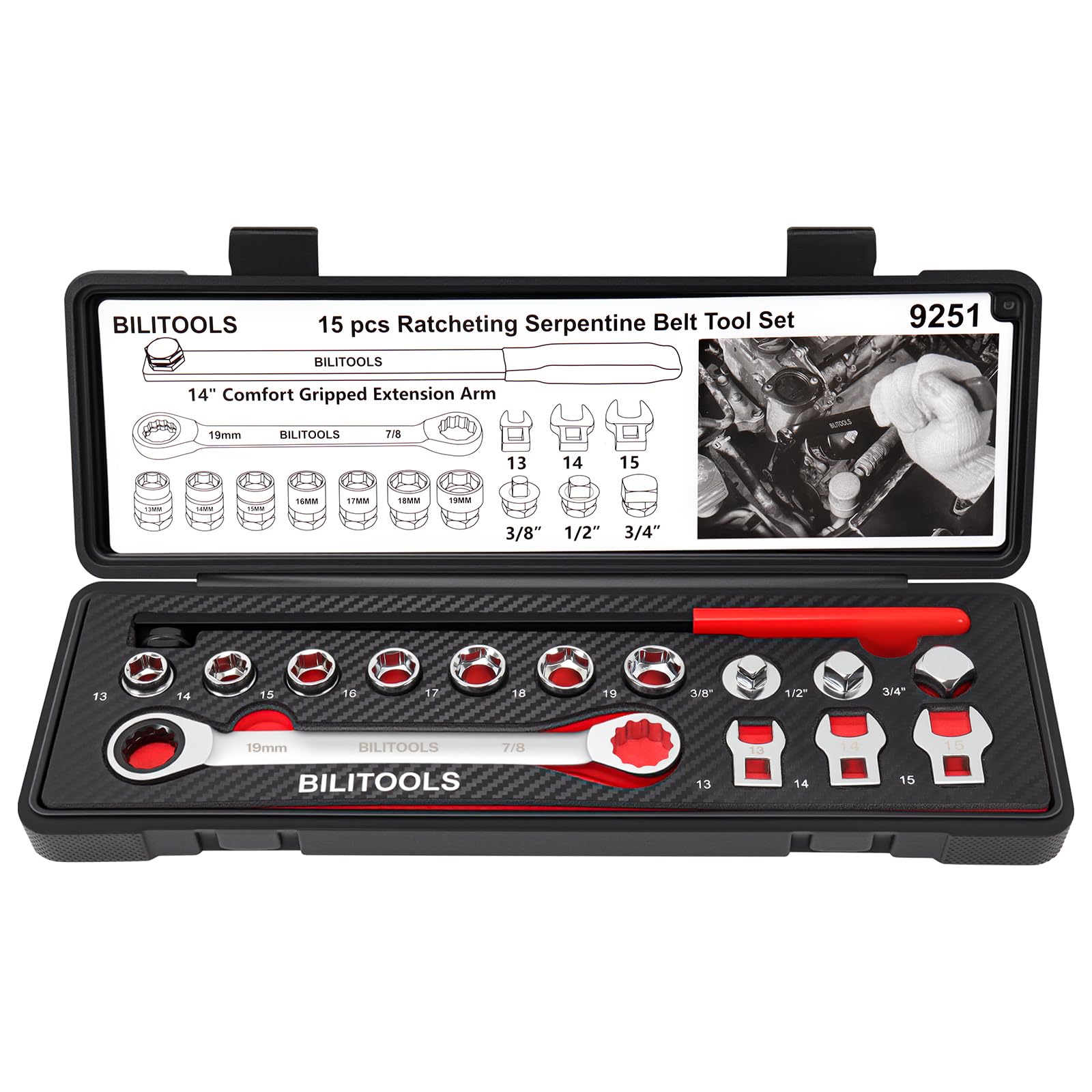 BILITOOLS front packaging showing full 15-piece kit and benefits