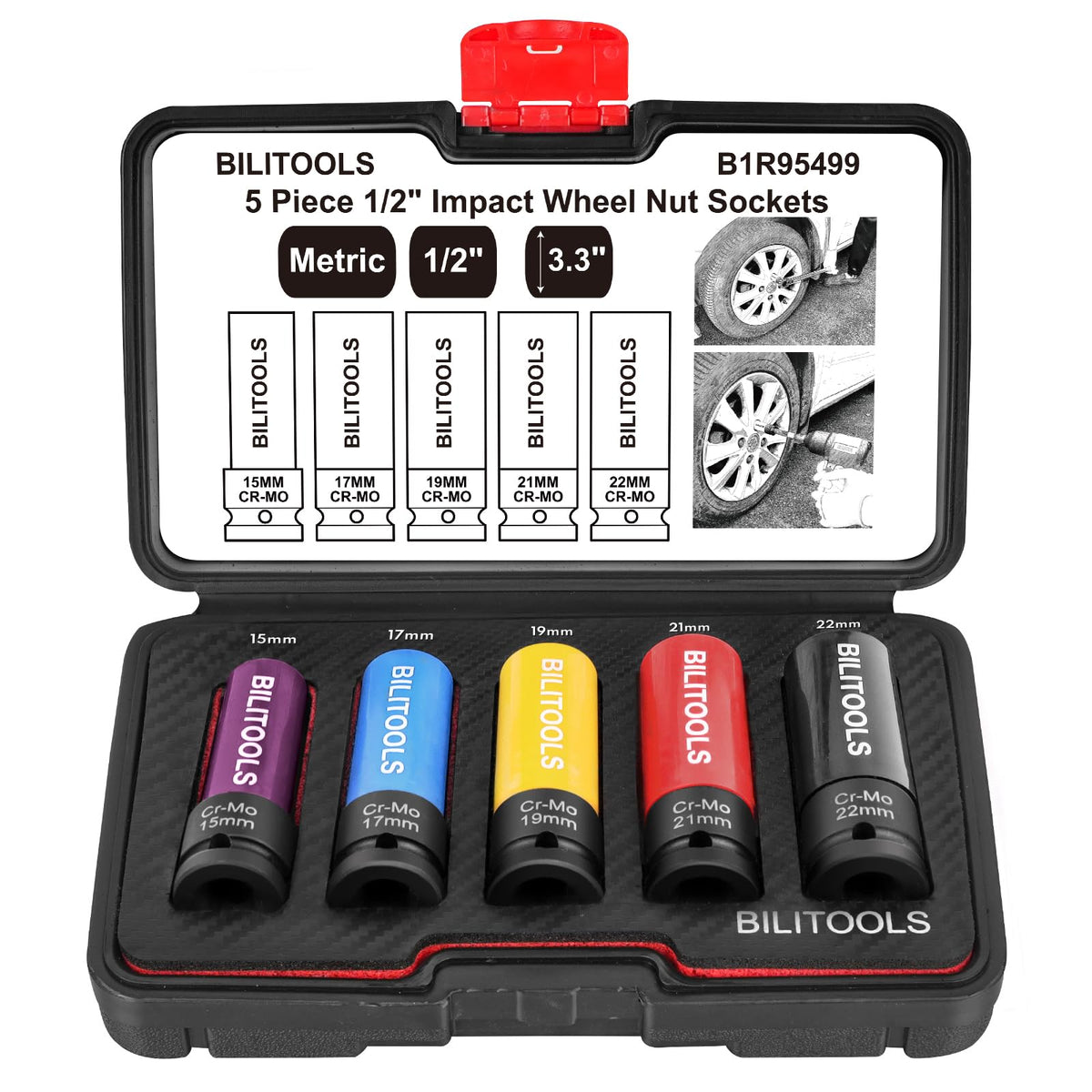 BILITOOLS front view showing kit and benefit of organized sockets