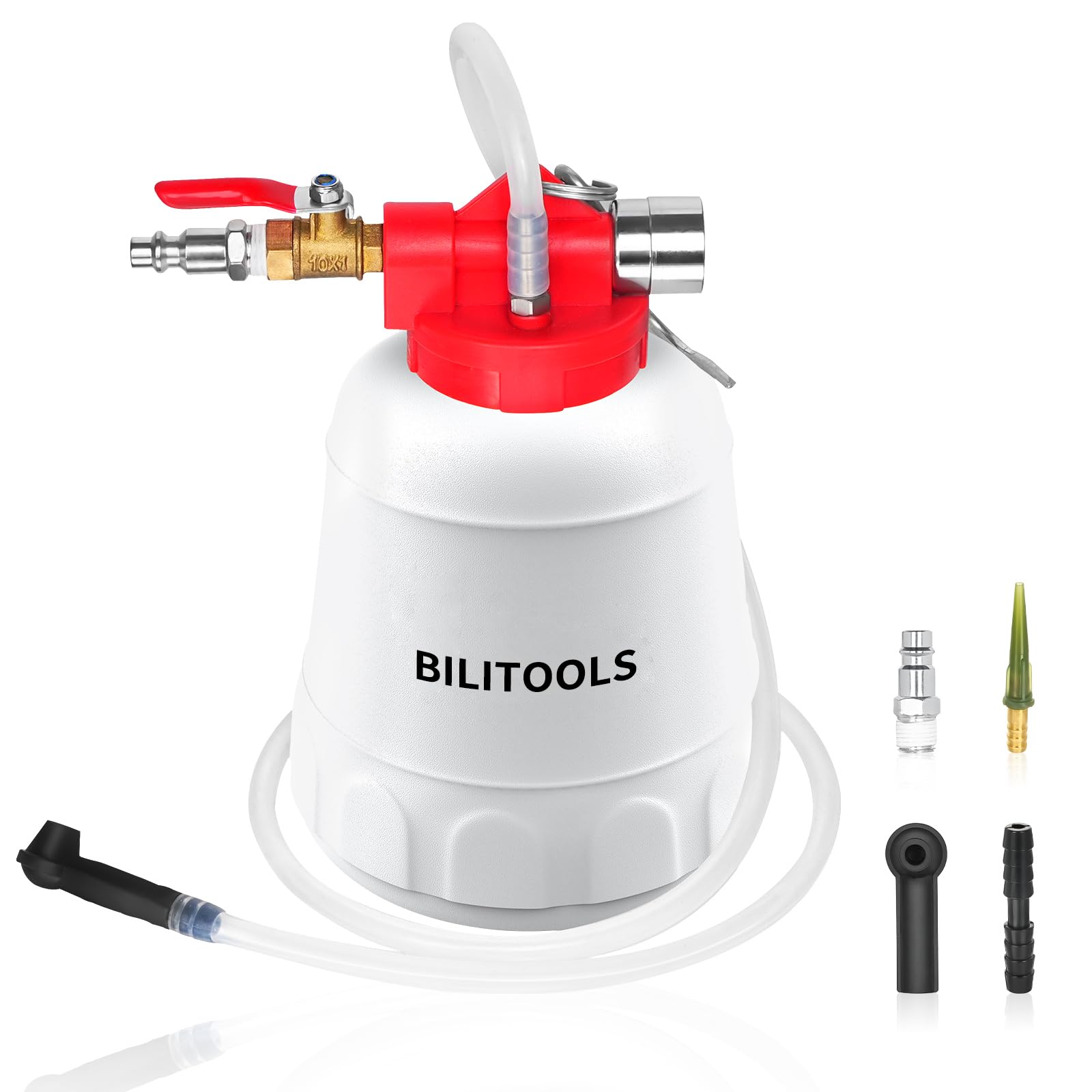 BILITOOLS front view of complete 1L brake bleeder kit showing portability and components