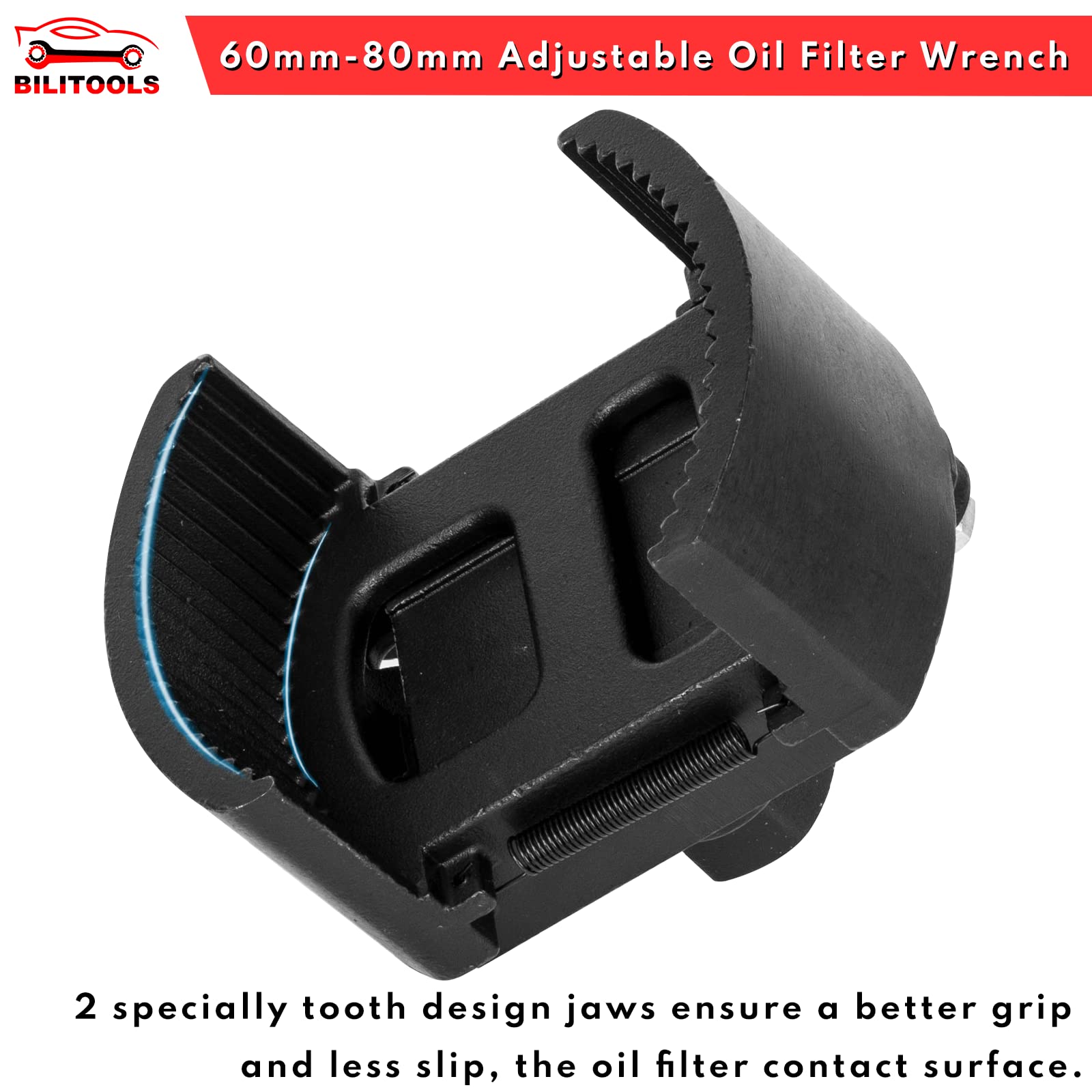 BILITOOLS wrench in use under hood reaching tight space to remove oil filter efficiently