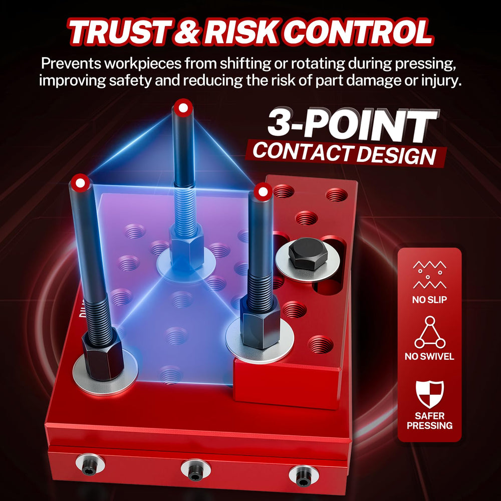 BILITOOLS kit installed on a press during wheel bearing removal for controlled pressing