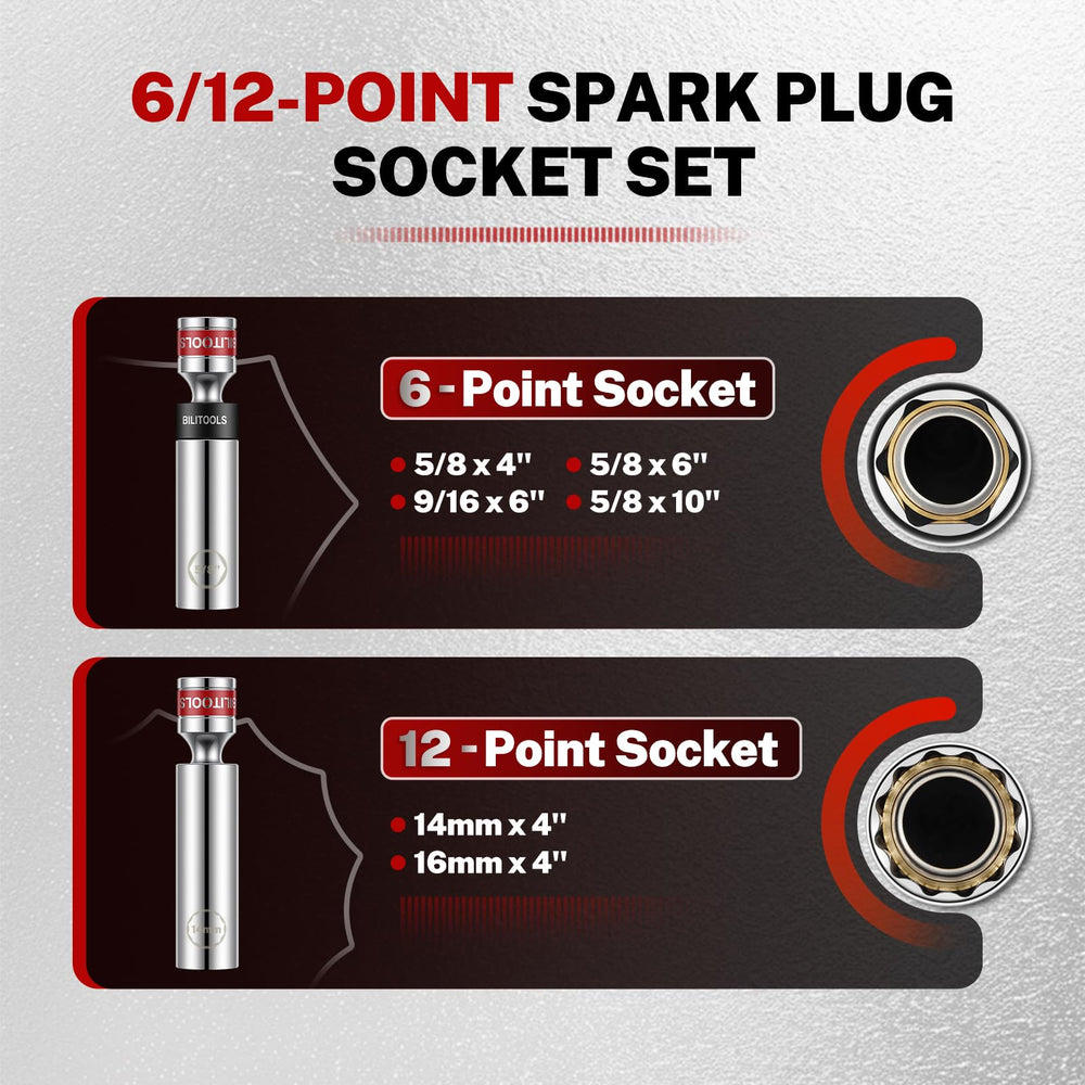 BILITOOLS sockets beside a 3/8" ratchet to show scale and compatibility benefits