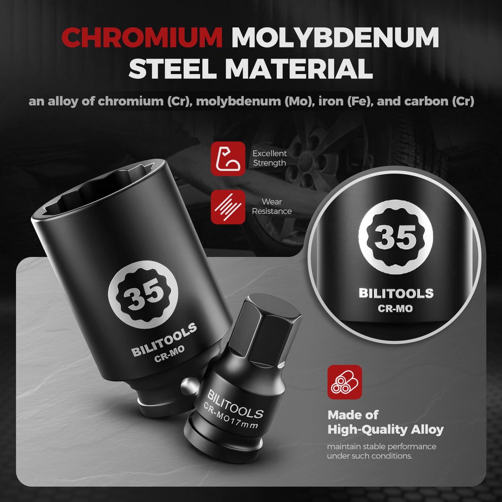BILITOOLS molded case with clear size markings for quick identification