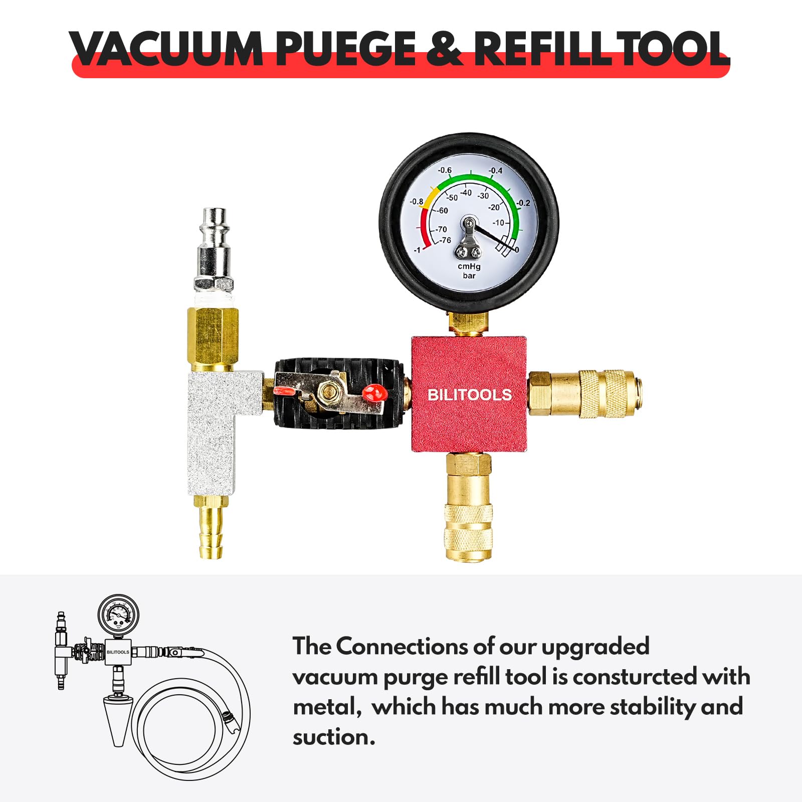 BILITOOLS thermometer and gauge on vehicle showing safe temperature check