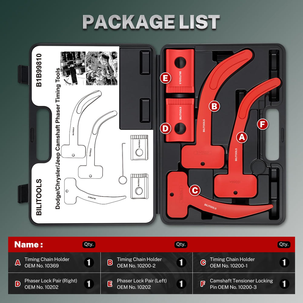 BILITOOLS timing chain holder for passenger side shown holding timing links in place