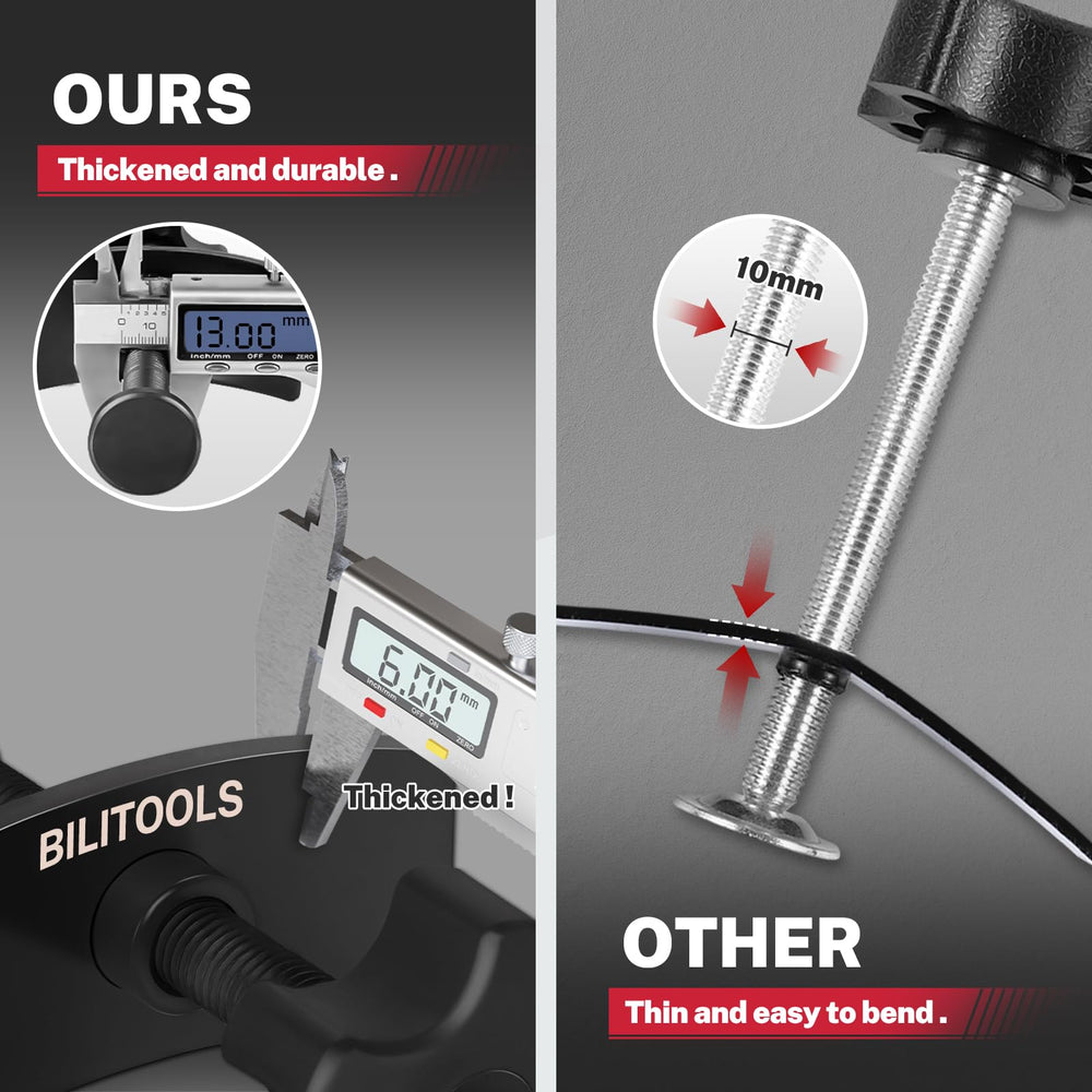 BILITOOLS compressing a brake caliper piston to simplify pad replacement