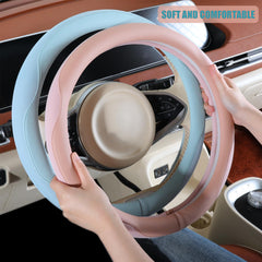 Binsheo steering wheel cover installed in car for improved grip and comfort