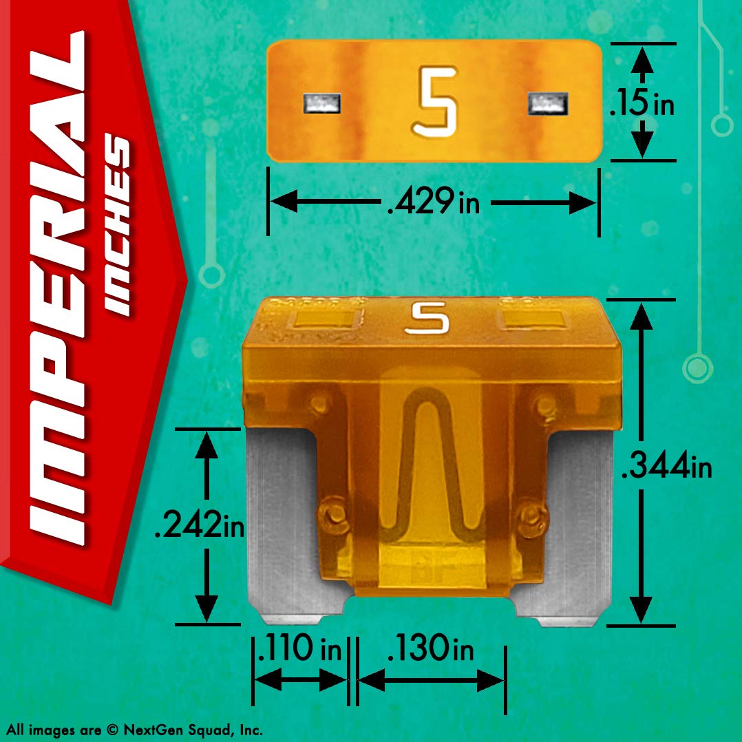 BIOFUSE close-up of LP-mini blade fuse showing transparent housing and printed amp rating for easy inspection