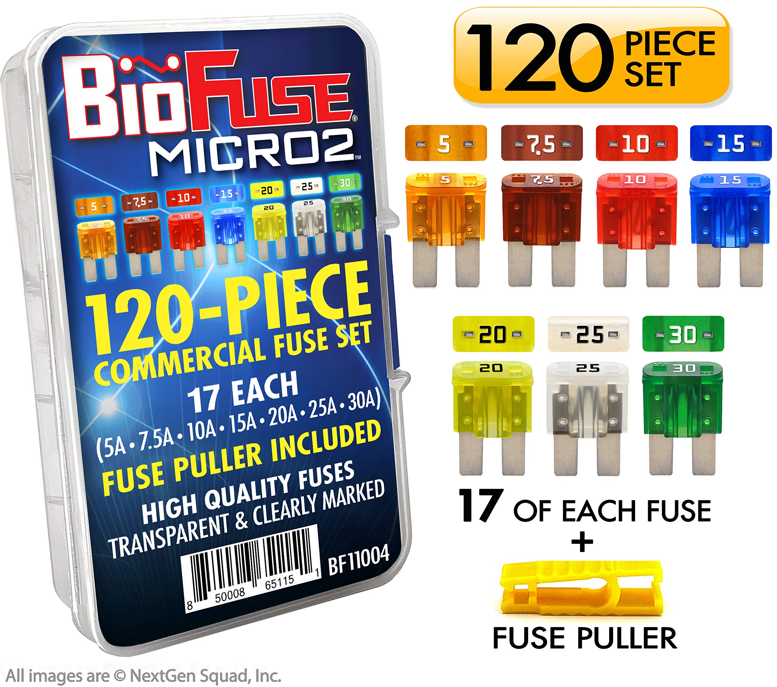 BIOFUSE fuse puller close-up demonstrating safe removal of Micro2 fuses
