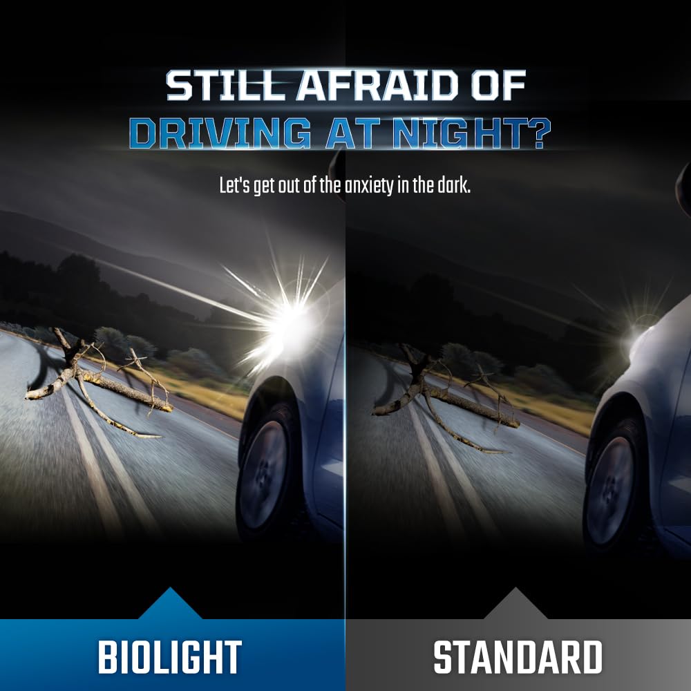BIOLIGHT KM bulb installed in headlight housing, showing plug-and-play fit and correct alignment