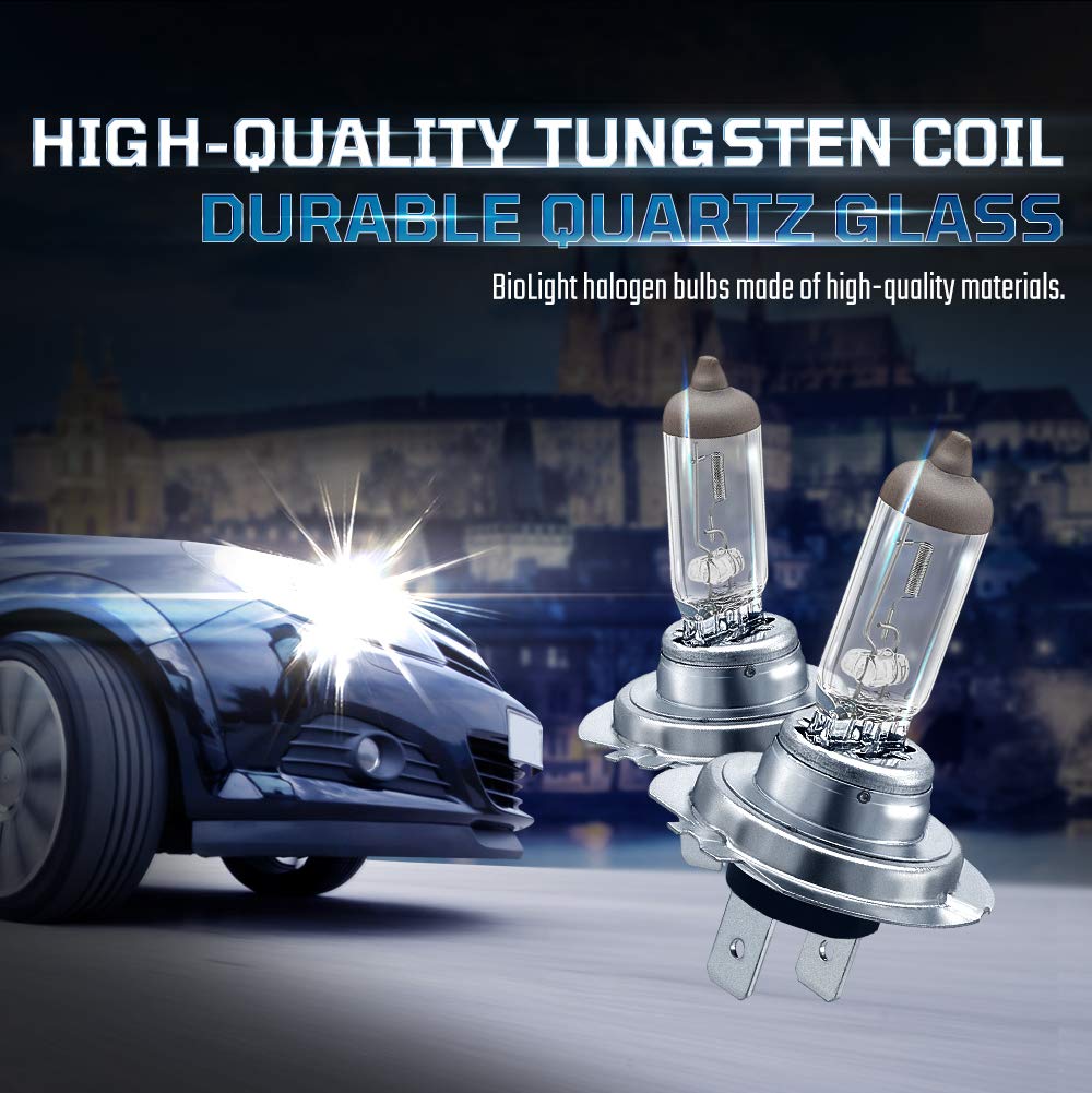 BIOLIGHT KM ten-pack box opened to display multiple bulbs ready for vehicle replacement