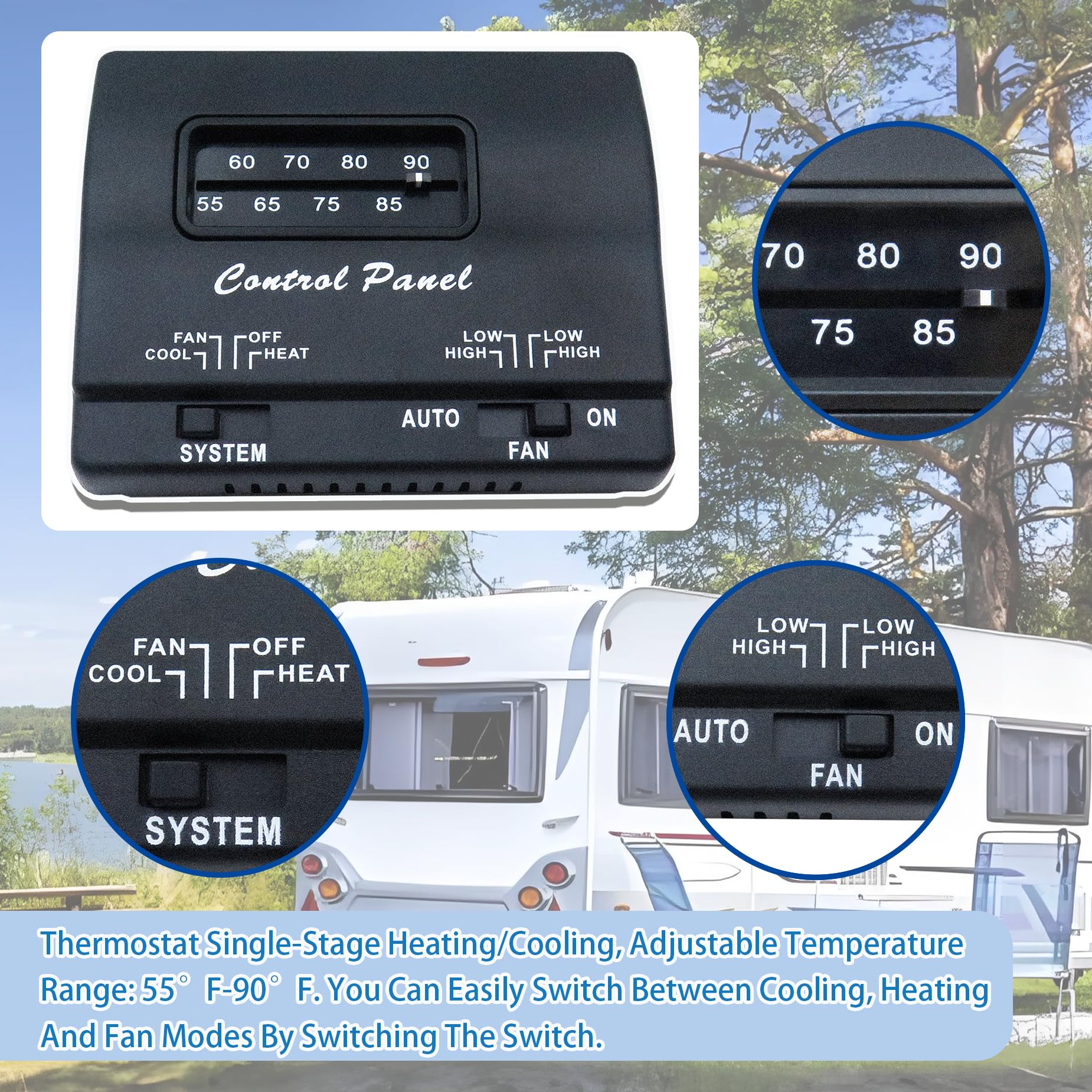 BIPIMIFI thermostat next to a coin showing compact size and easy placement