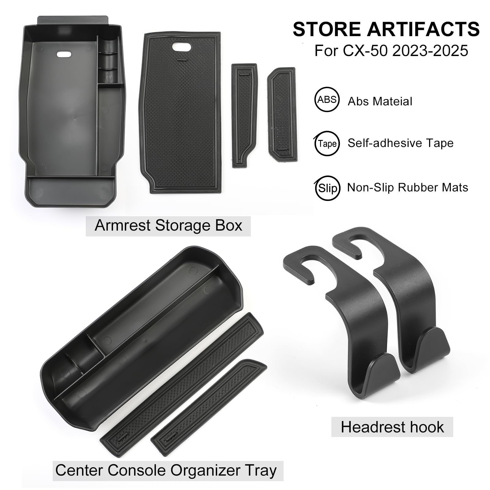 Birbenben armrest storage detail with non-slip liner keeping items secure