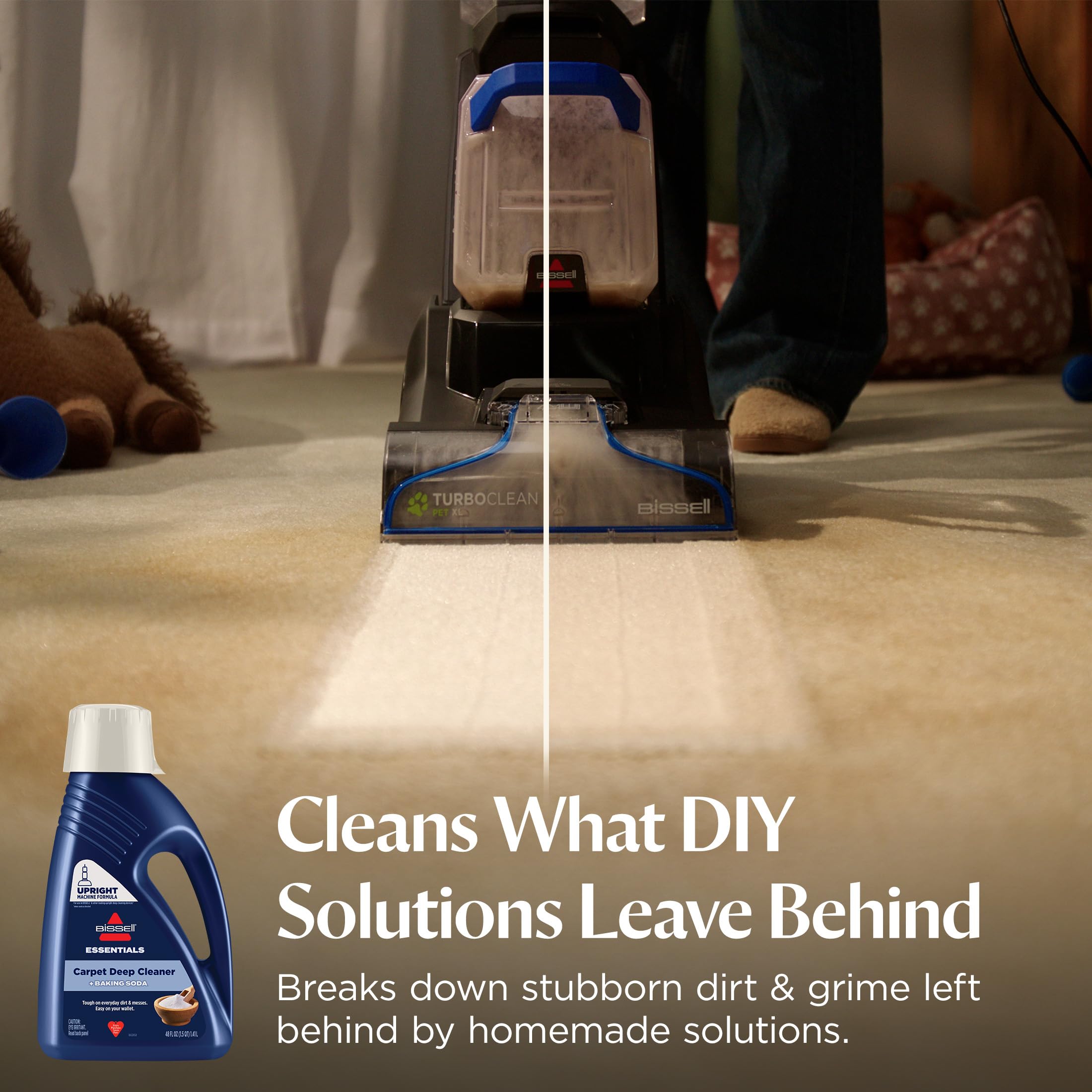 Bissell bottle placed in upright cleaner machine showing compatibility